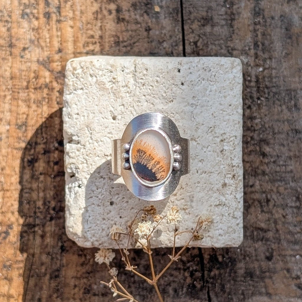 Anillo de plata con ágata dendritica