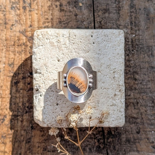 Anillo de plata con ágata dendritica