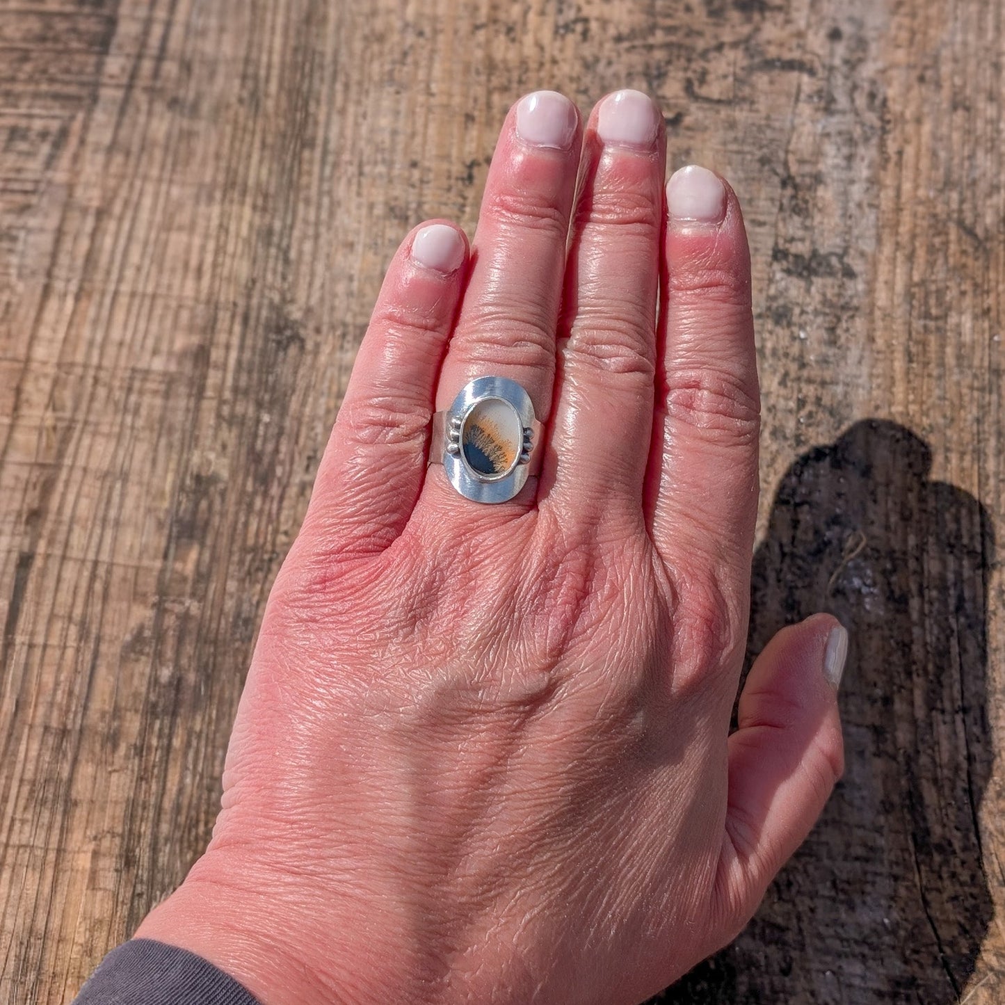 Anillo de plata con ágata dendritica