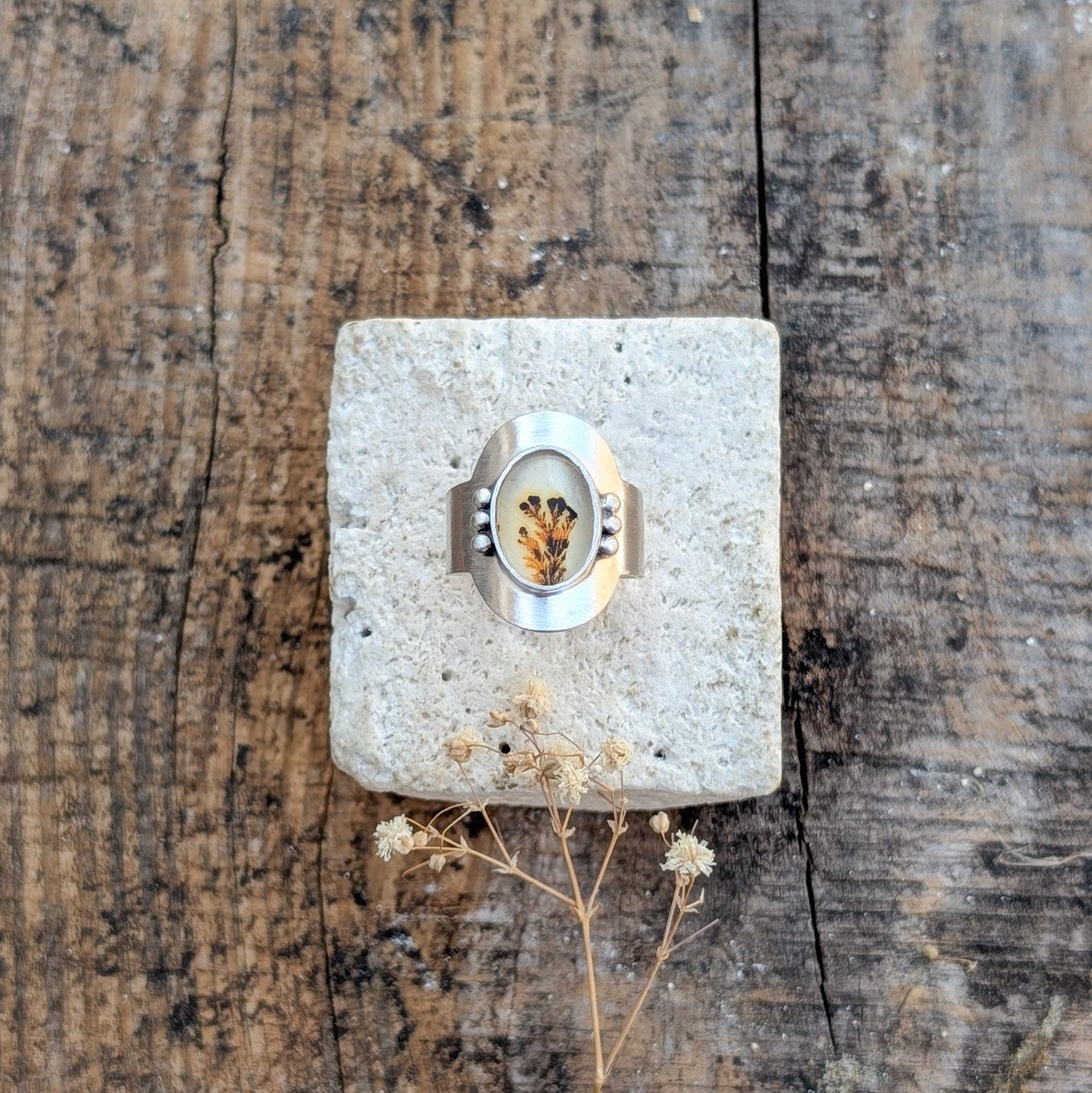 Anillo de plata con ágata dendrítica