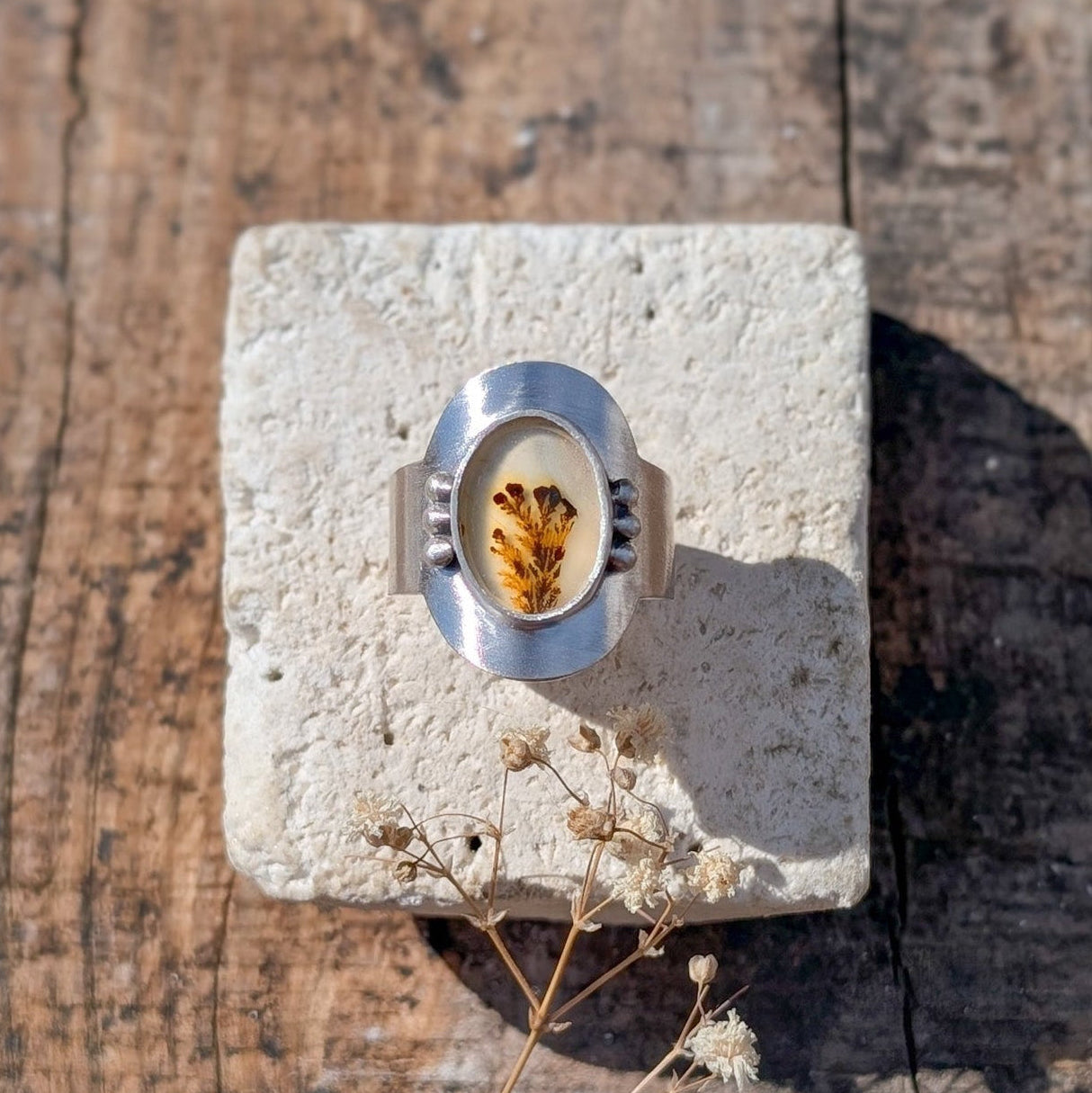 Anillo de plata con ágata dendrítica