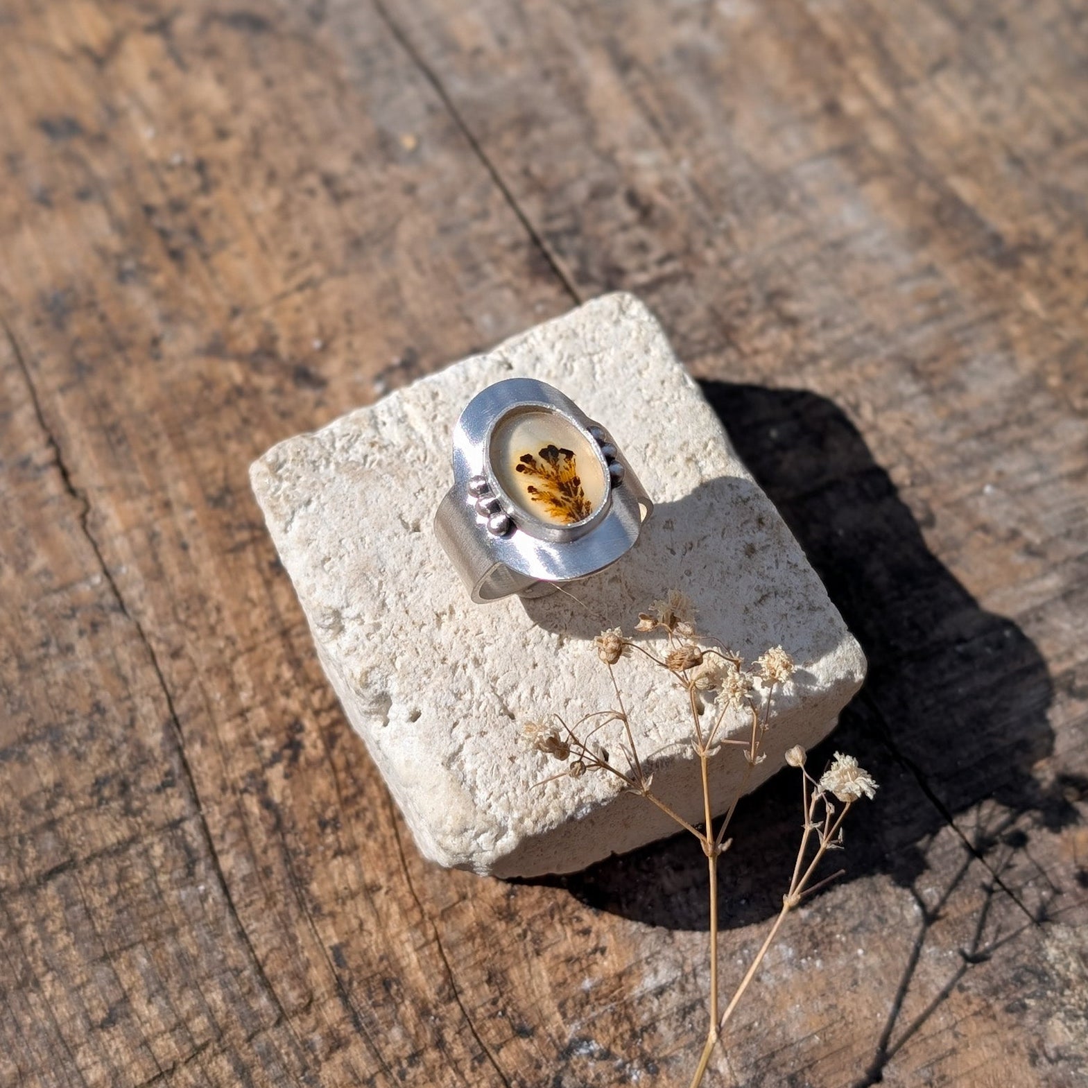 Anillo de plata con ágata dendrítica