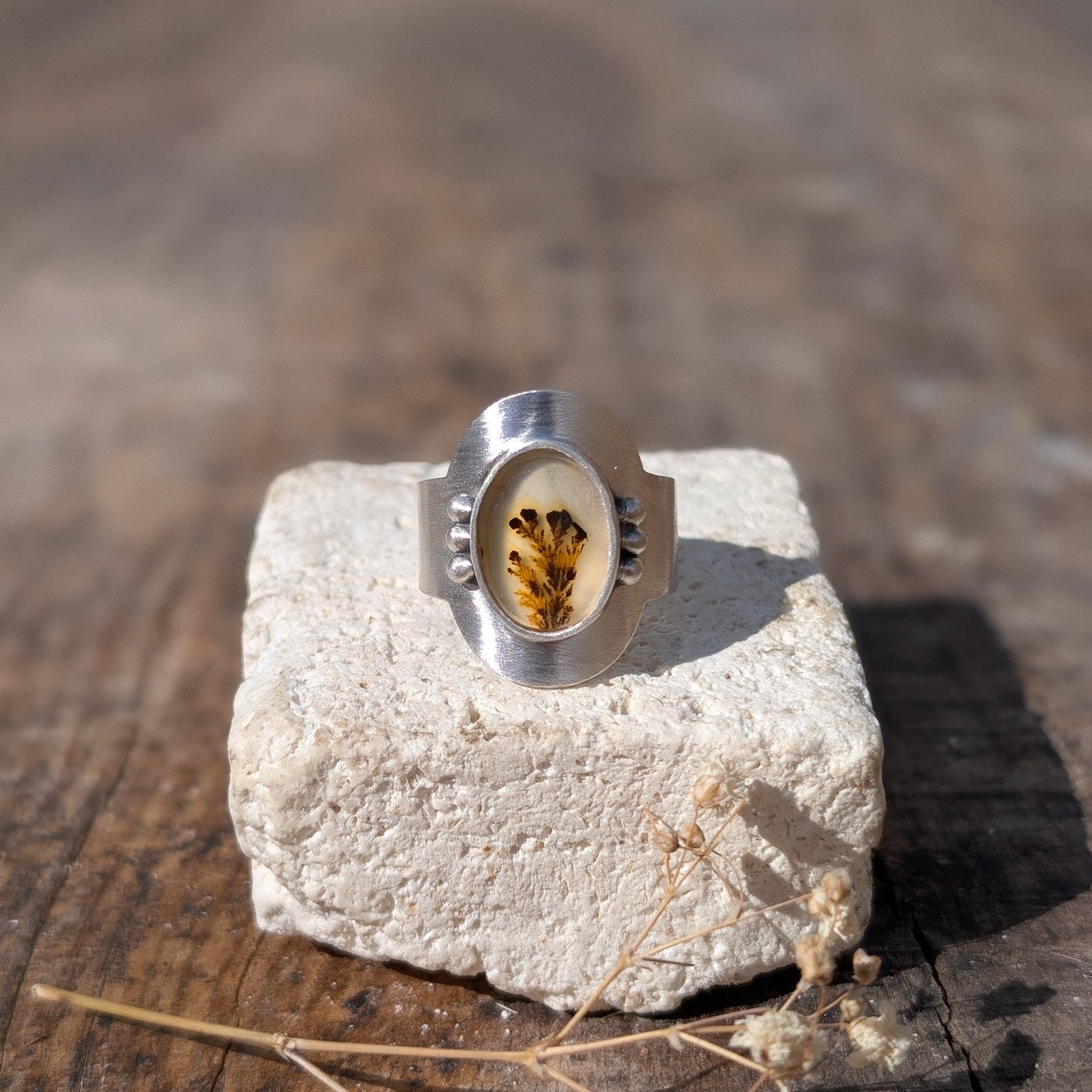 Anillo de plata con ágata dendrítica