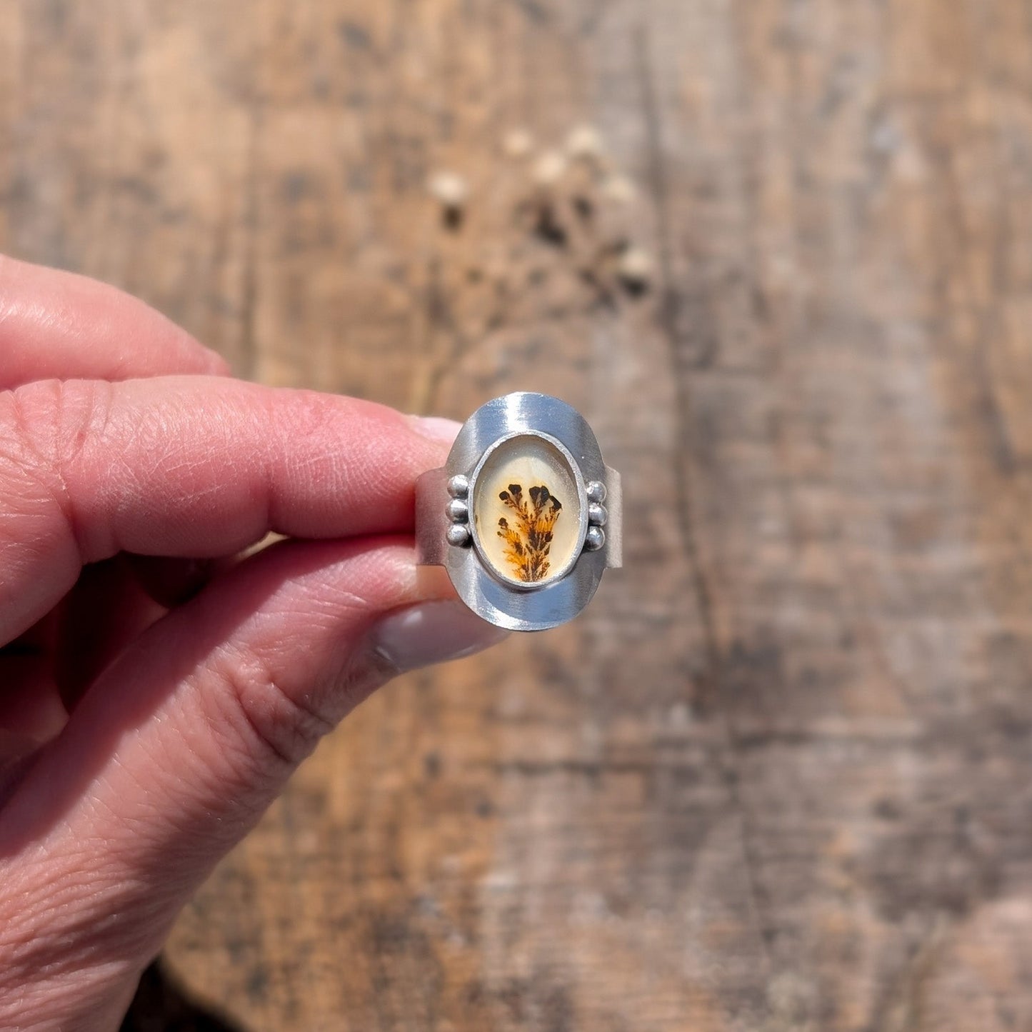 Anillo de plata con ágata dendrítica