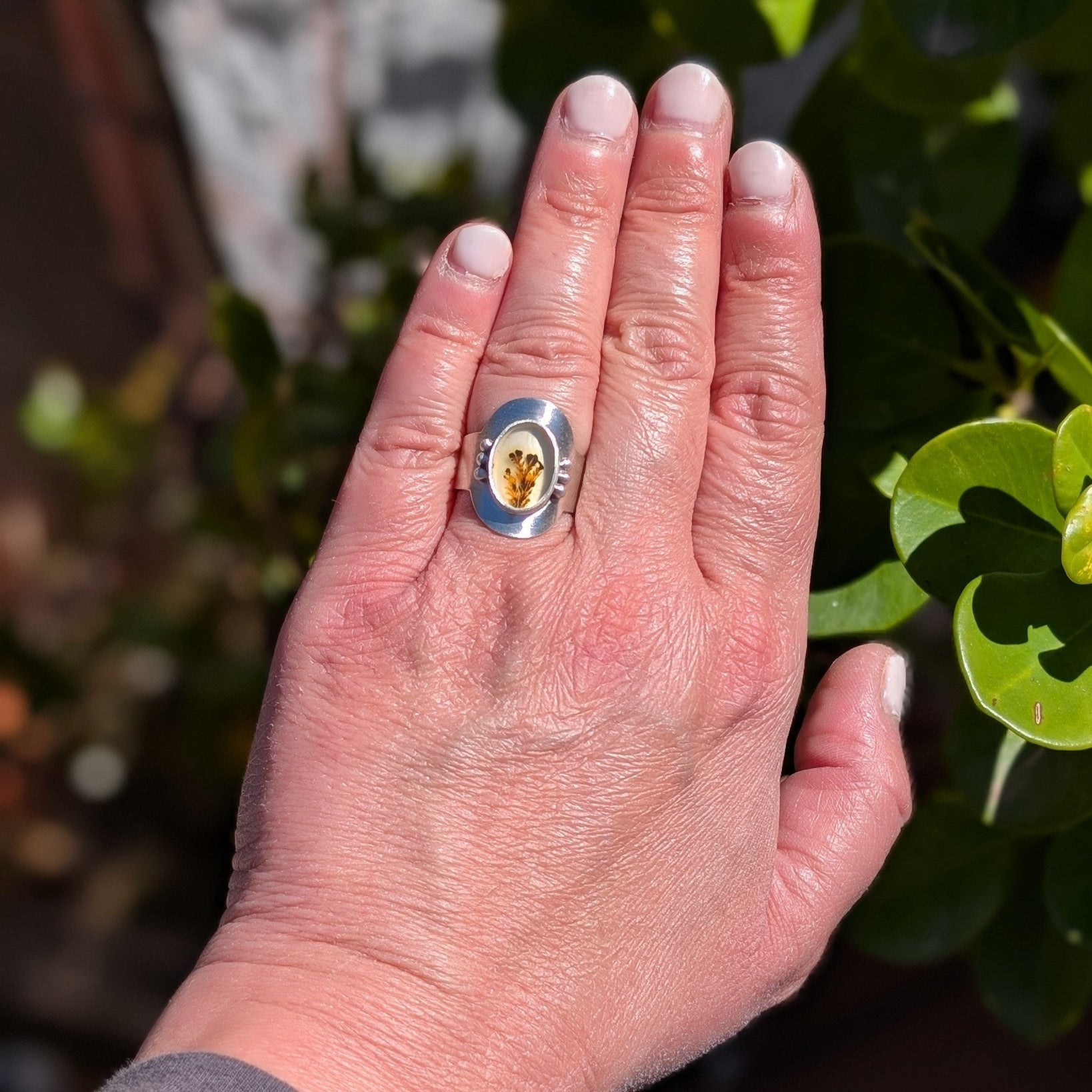 Anillo de plata con ágata dendrítica