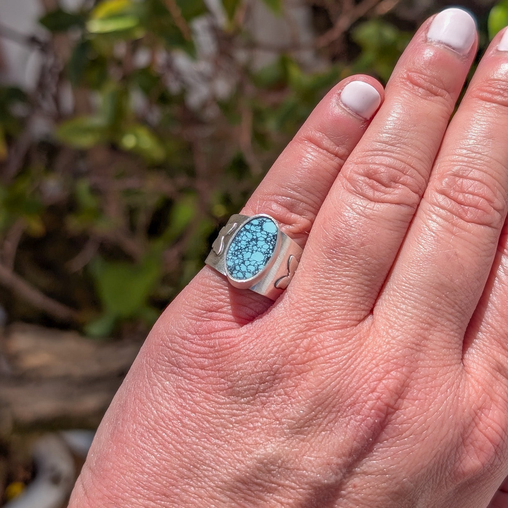Anillo de plata con mariposas y Turquesa
