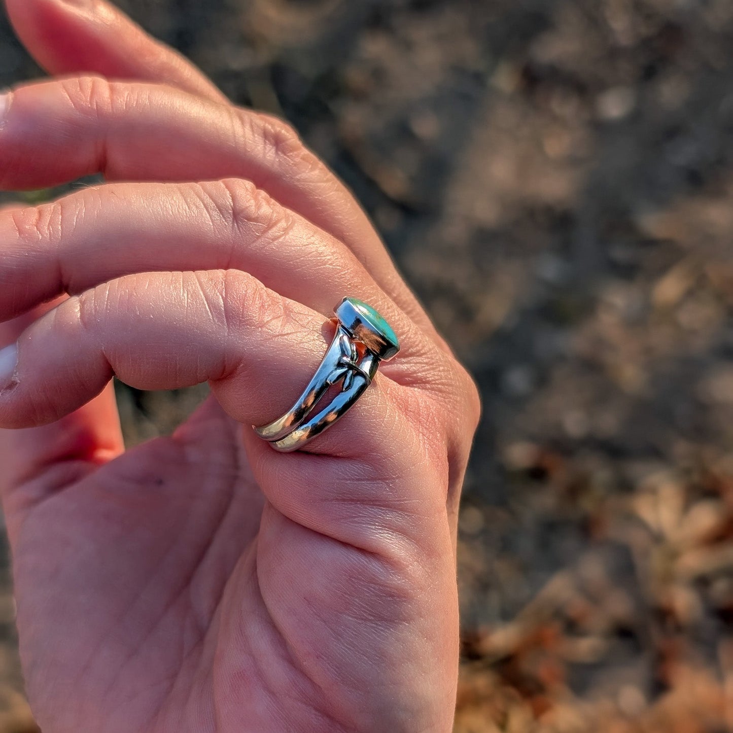 Anillo de plata con Turquesa y Libelulas