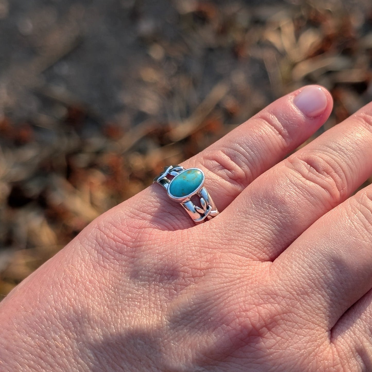 Anillo de plata con Turquesa y Libelulas