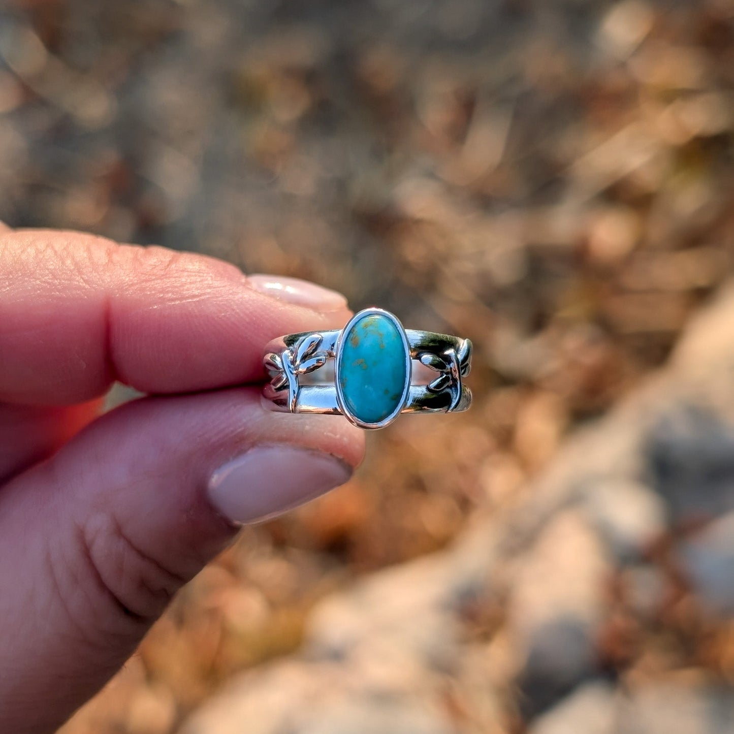 Anillo de plata con Turquesa y Libelulas