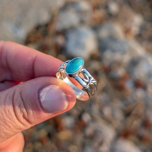 Anillo de plata con Turquesa y Libelulas