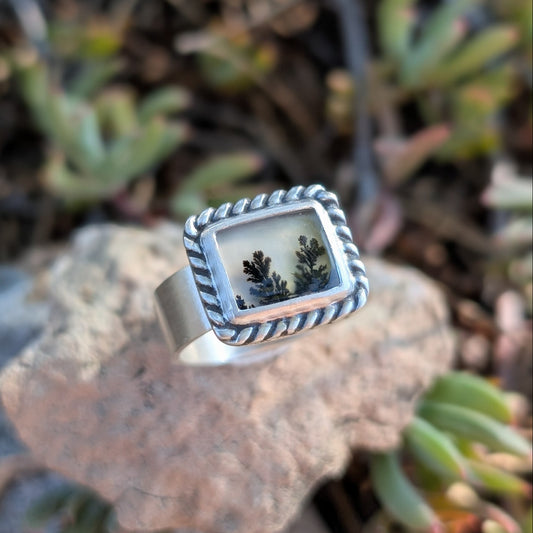 Anillo de plata con ágata dendrítica