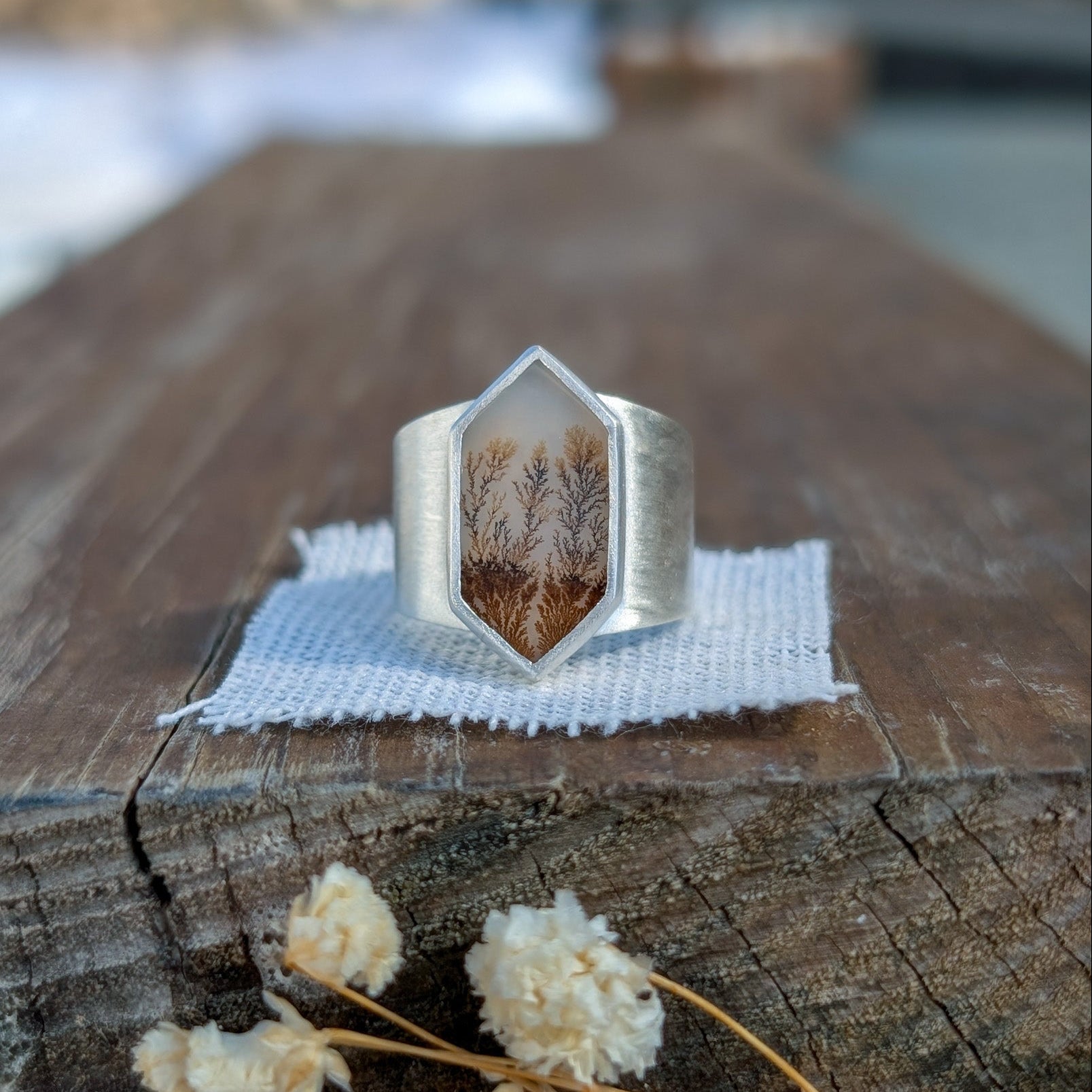 Anillo de plata con Ágata Dendrítica