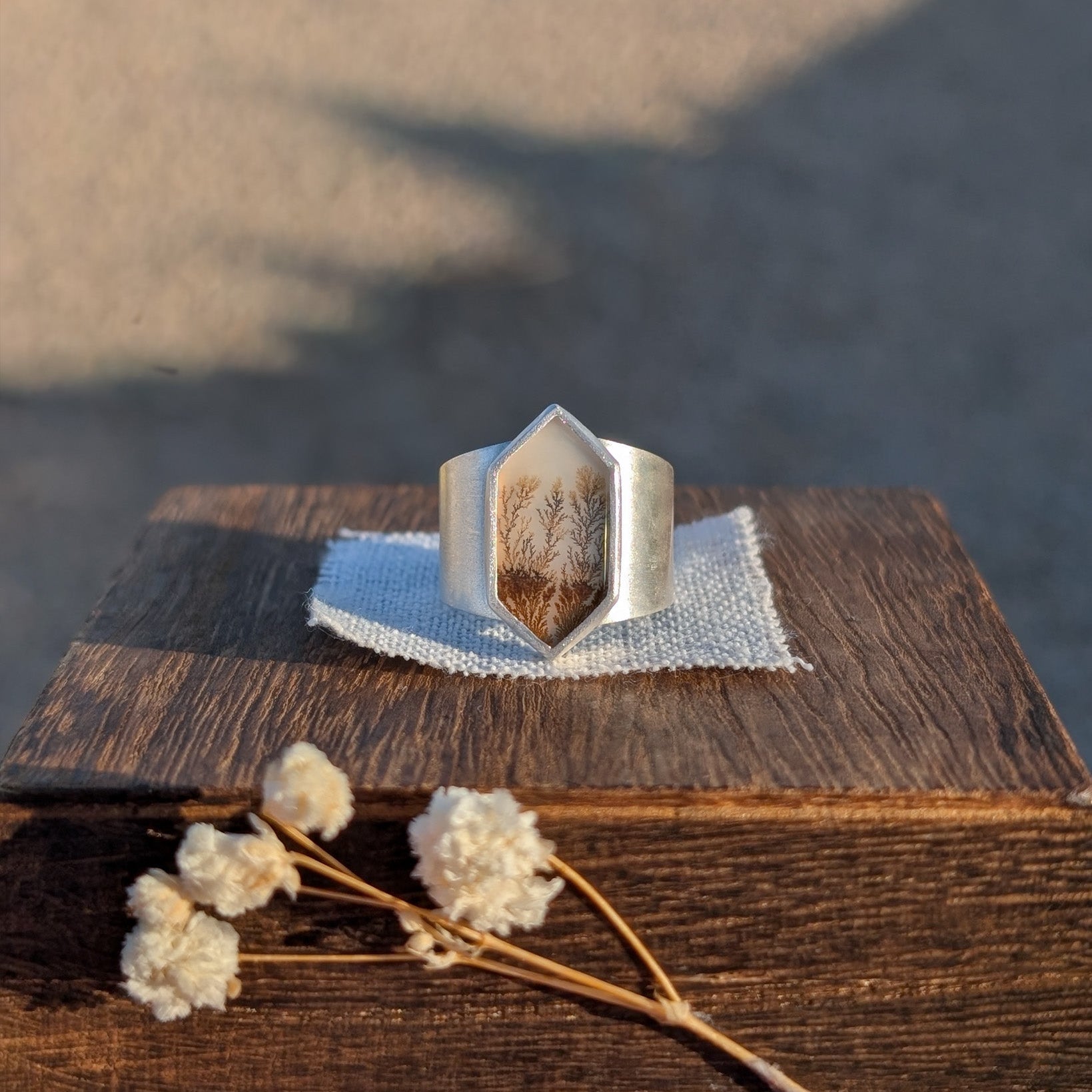 Anillo de plata con Ágata Dendrítica
