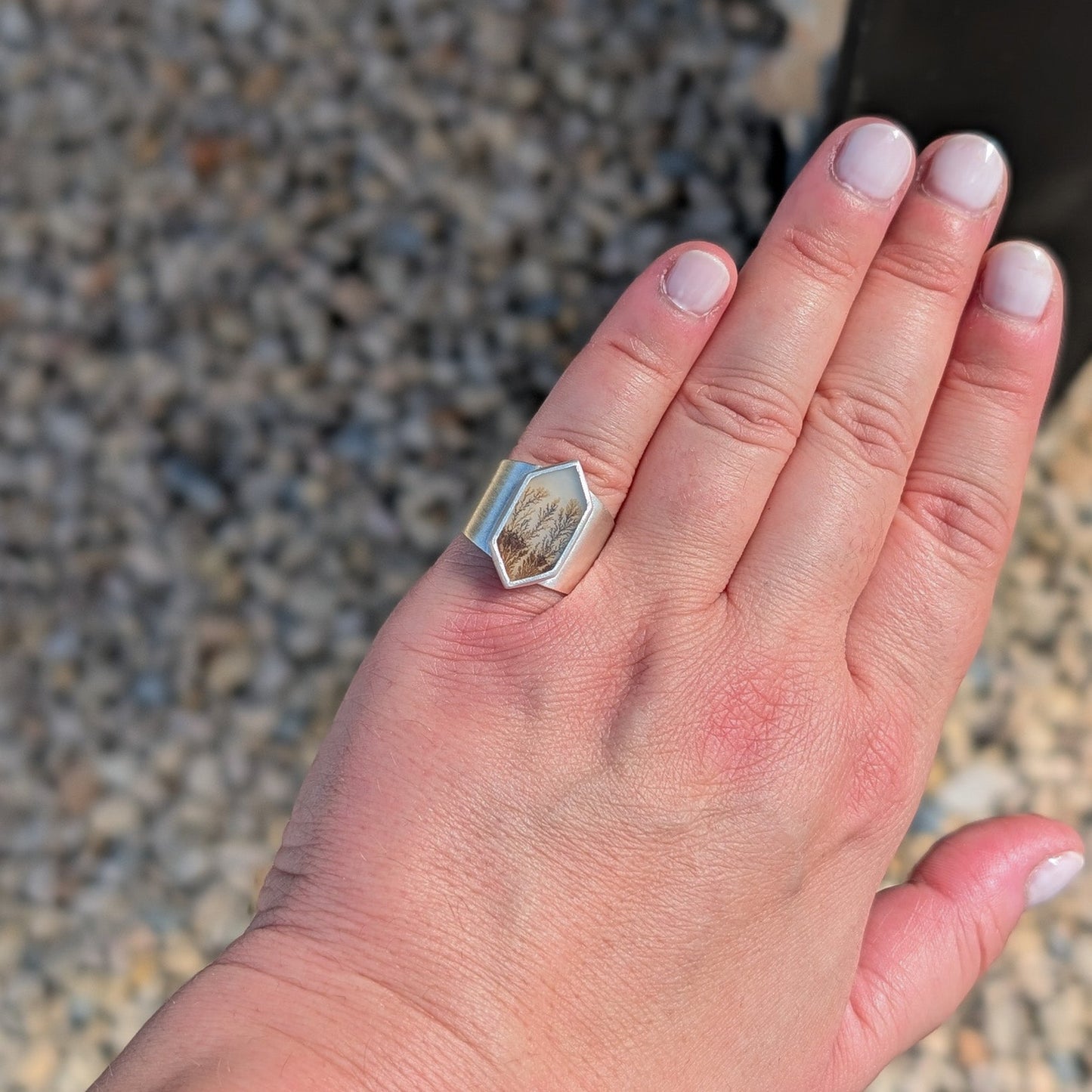Anillo de plata con Ágata Dendrítica