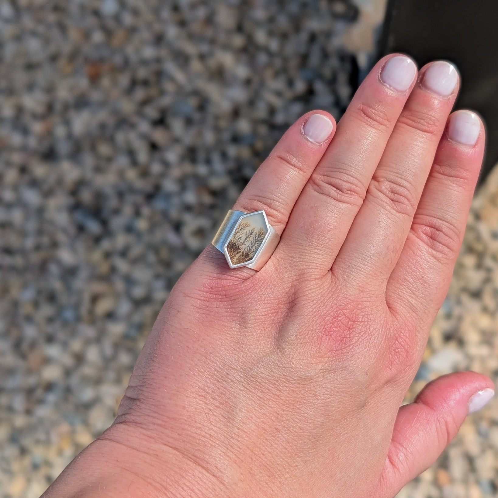 Anillo de plata con Ágata Dendrítica