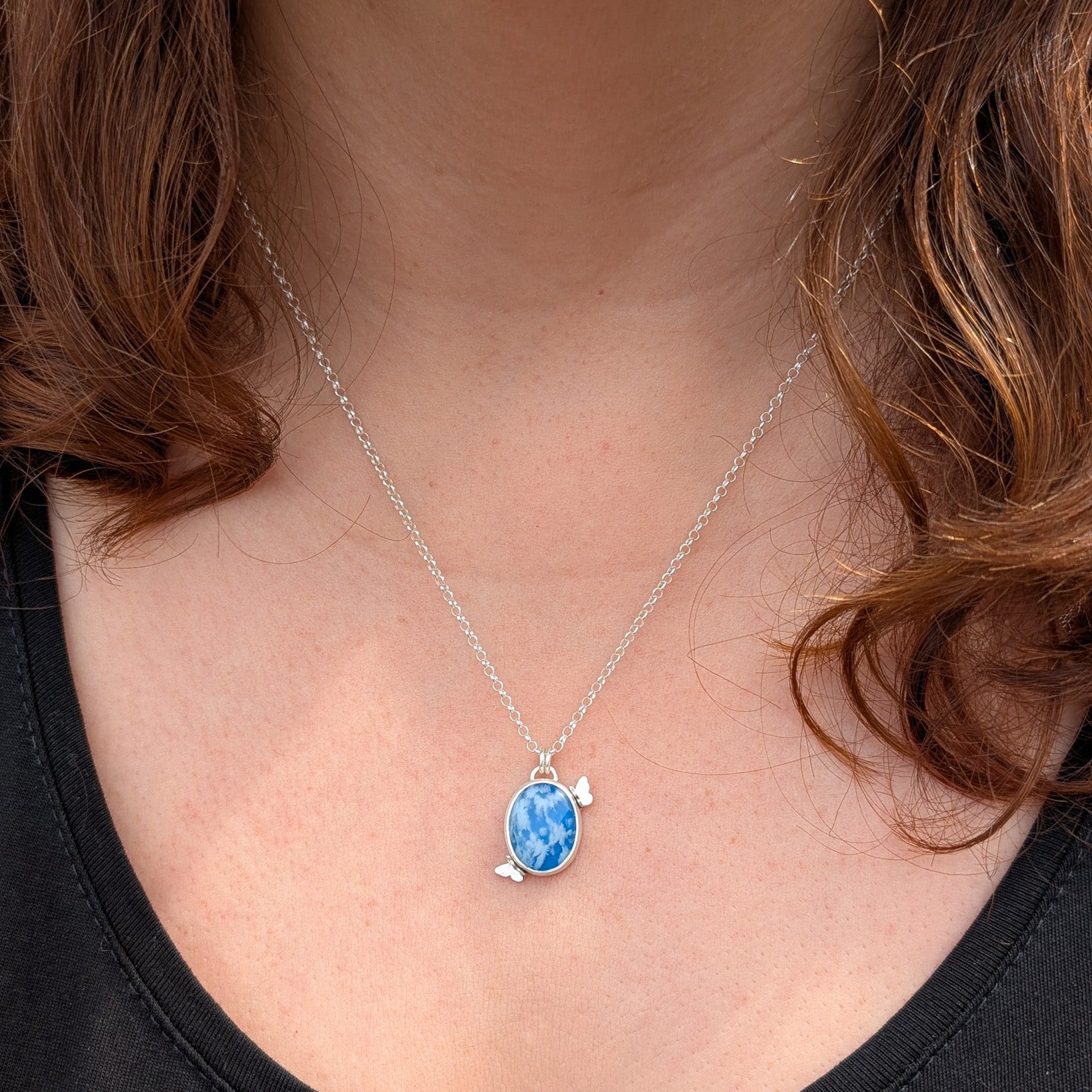 Colgante de plata Cielo con ágata pluma