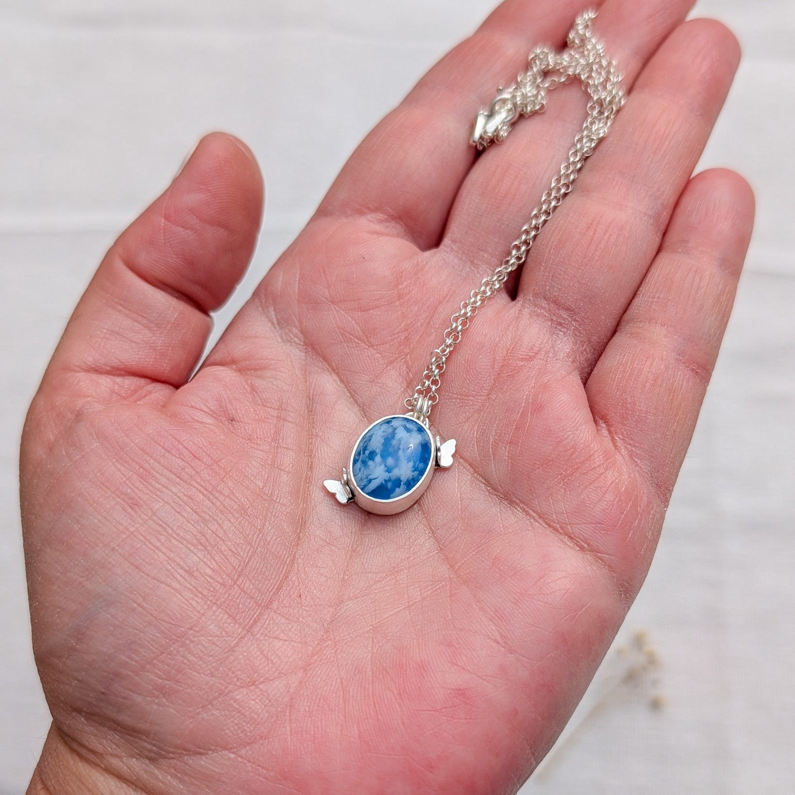 Colgante de plata Cielo con ágata pluma