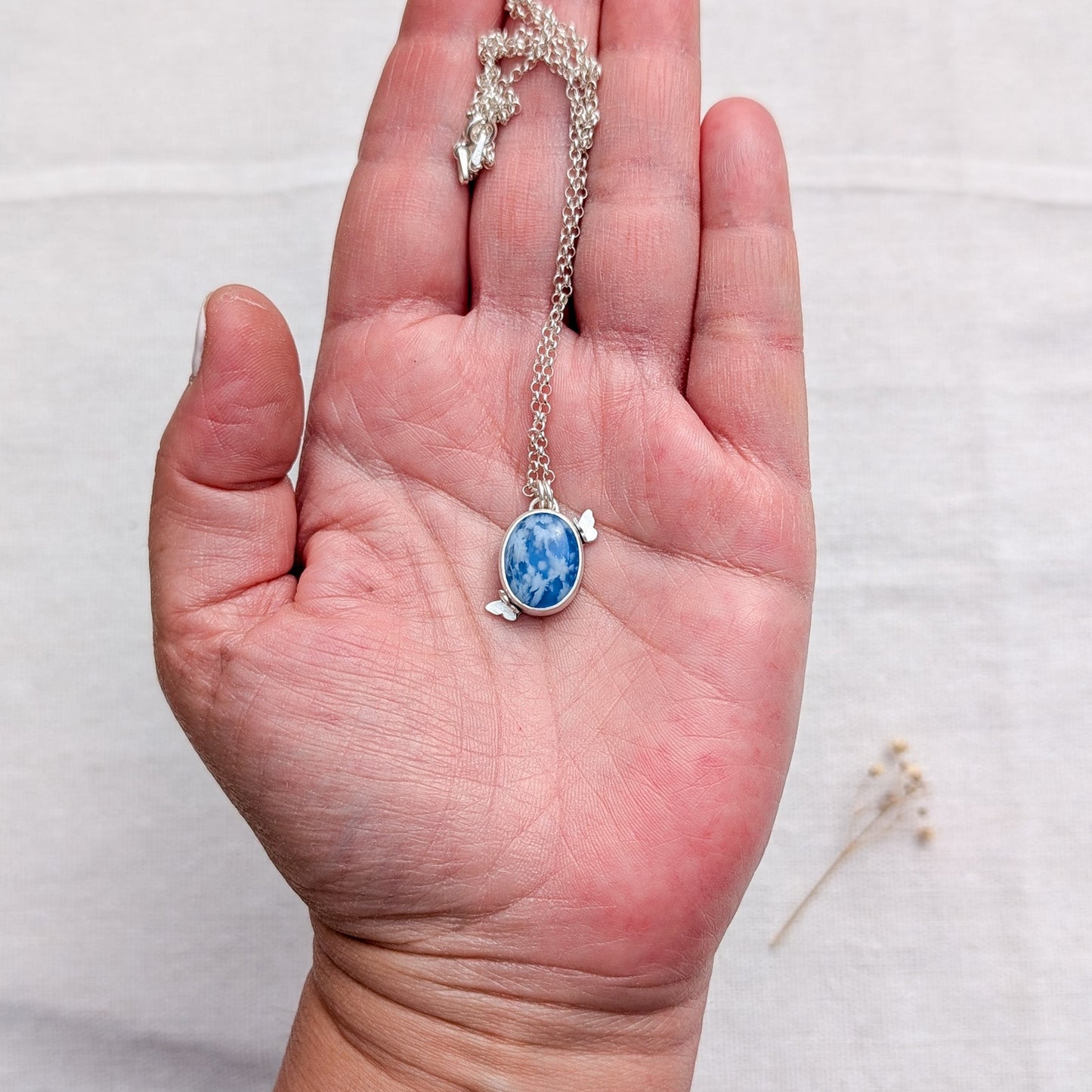 Colgante de plata Cielo con ágata pluma