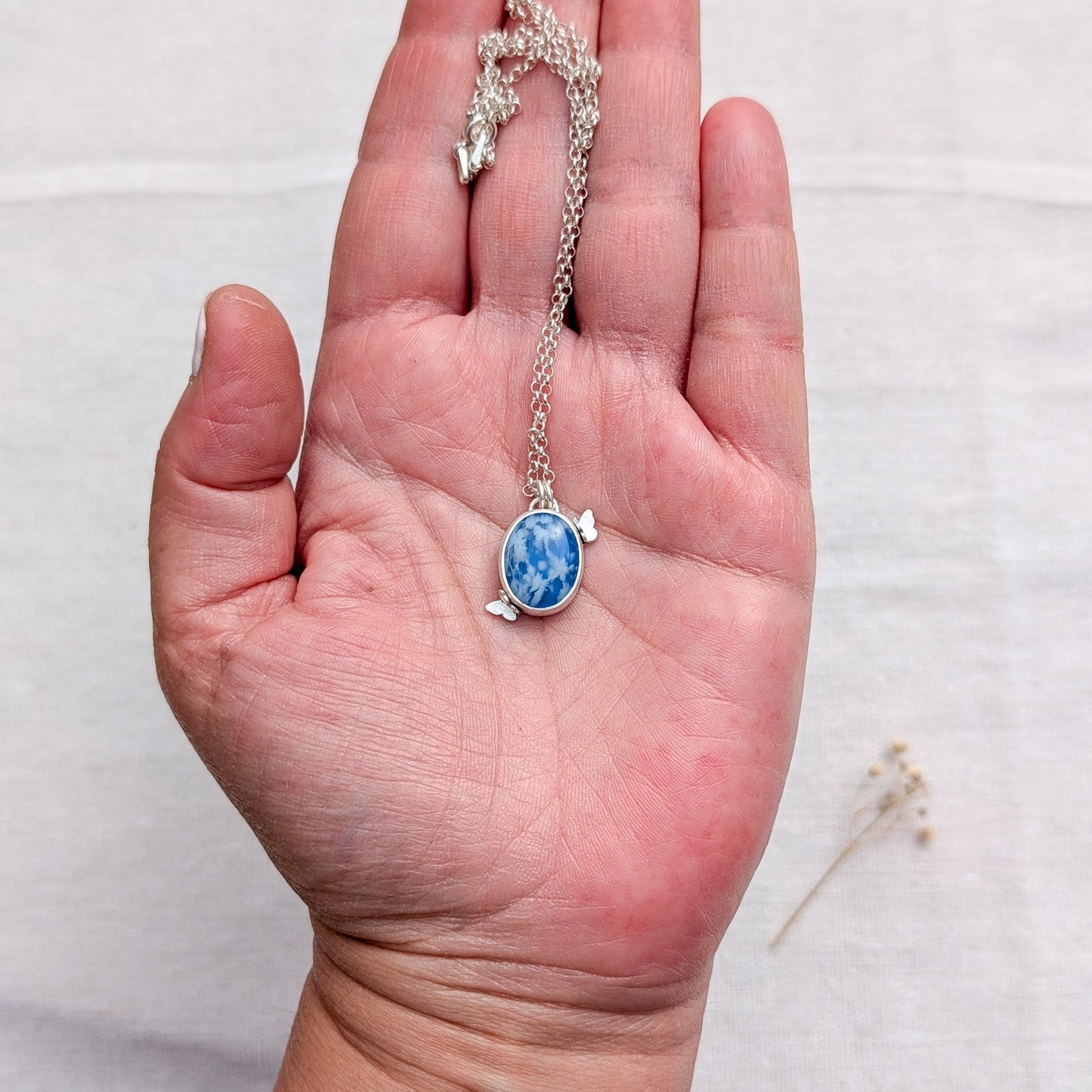 Colgante de plata Cielo con ágata pluma