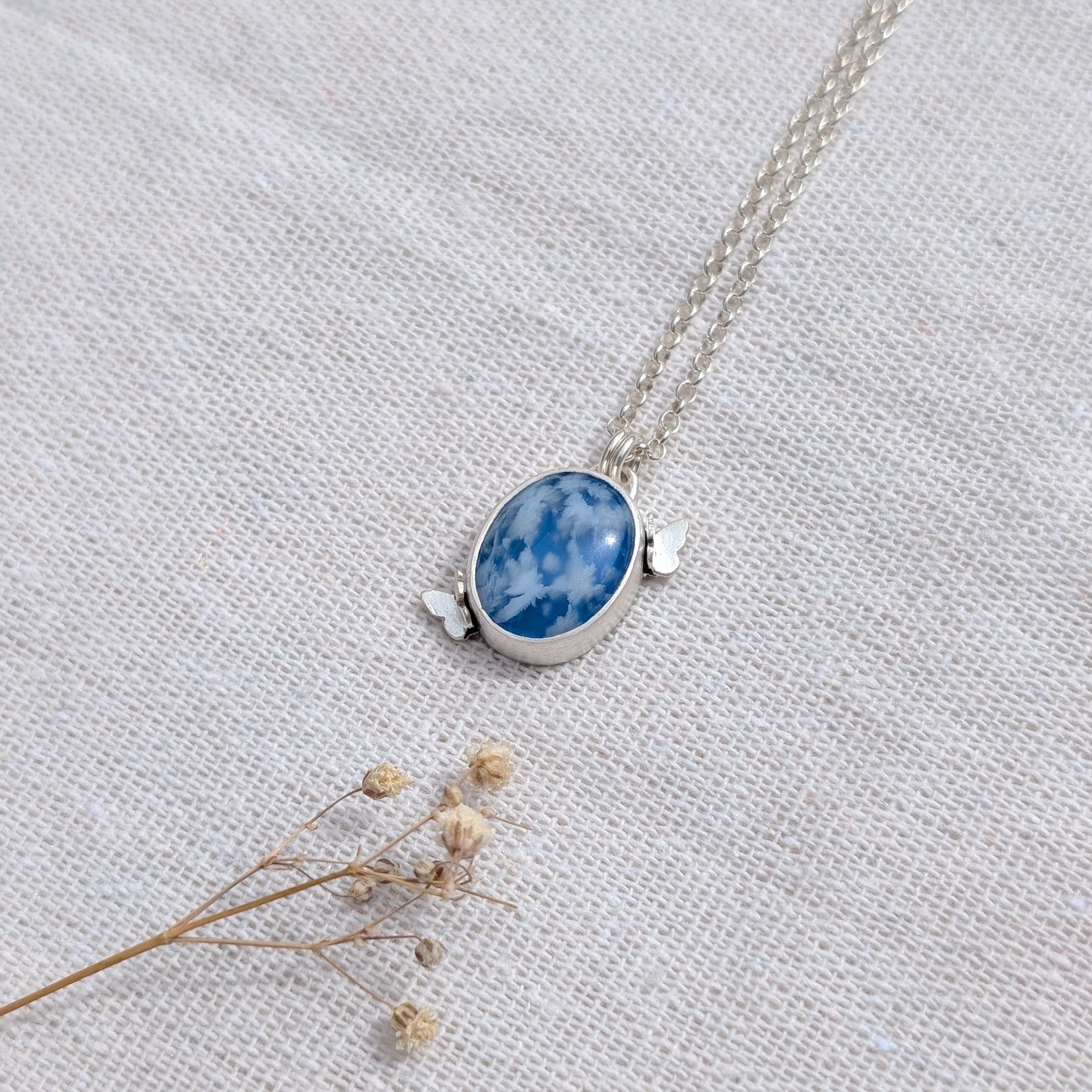 Colgante de plata Cielo con ágata pluma