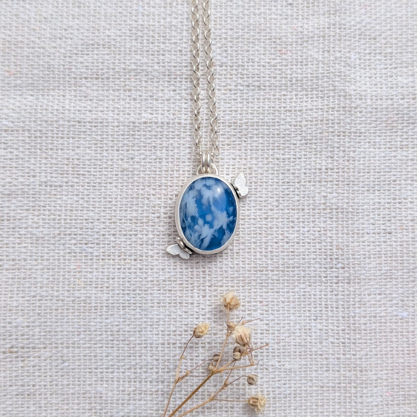 Colgante de plata Cielo con ágata pluma