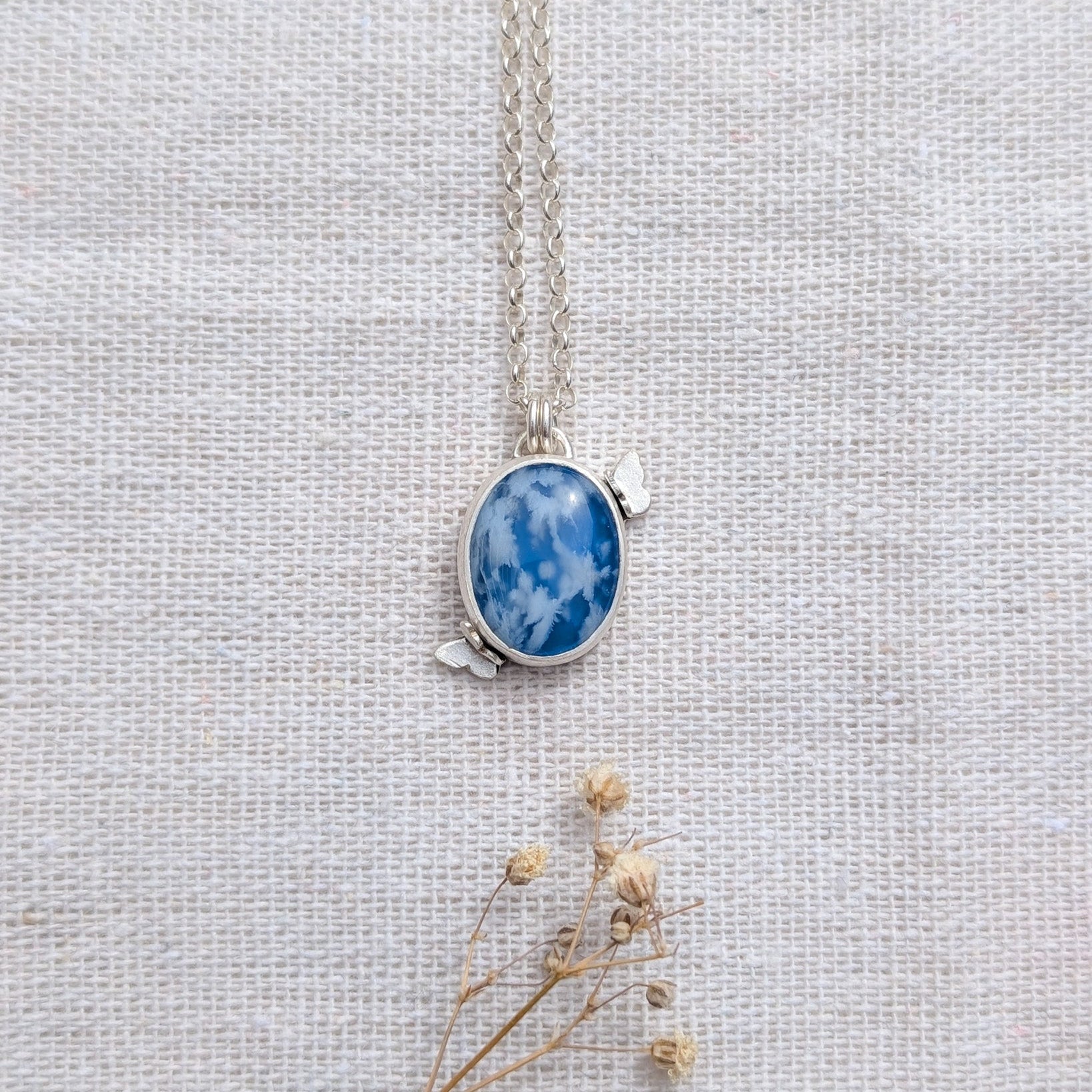 Colgante de plata Cielo con ágata pluma