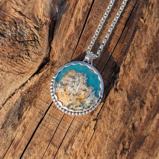 Colgante de plata con ágata pluma