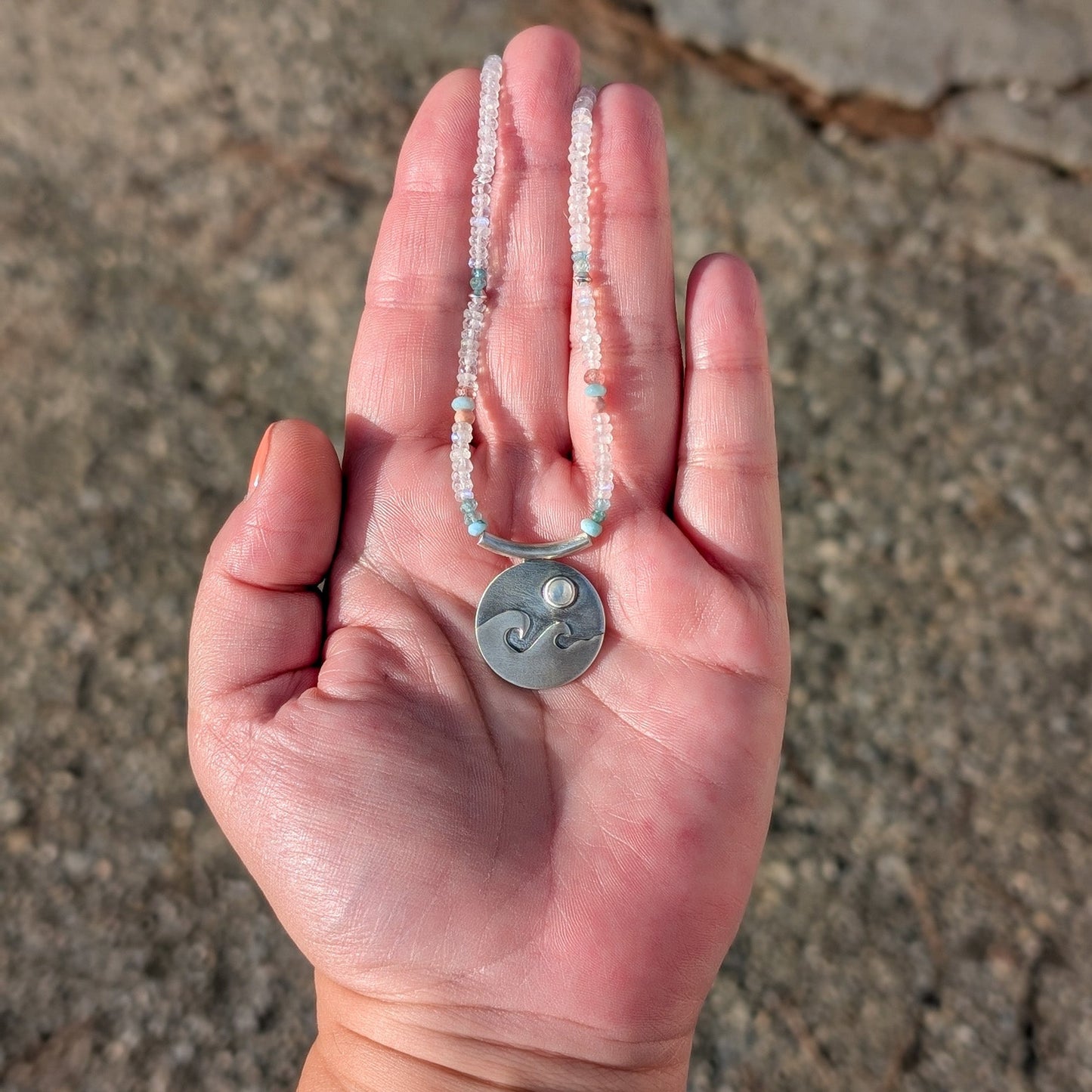 Colgante de Cuentas Piedra Luna