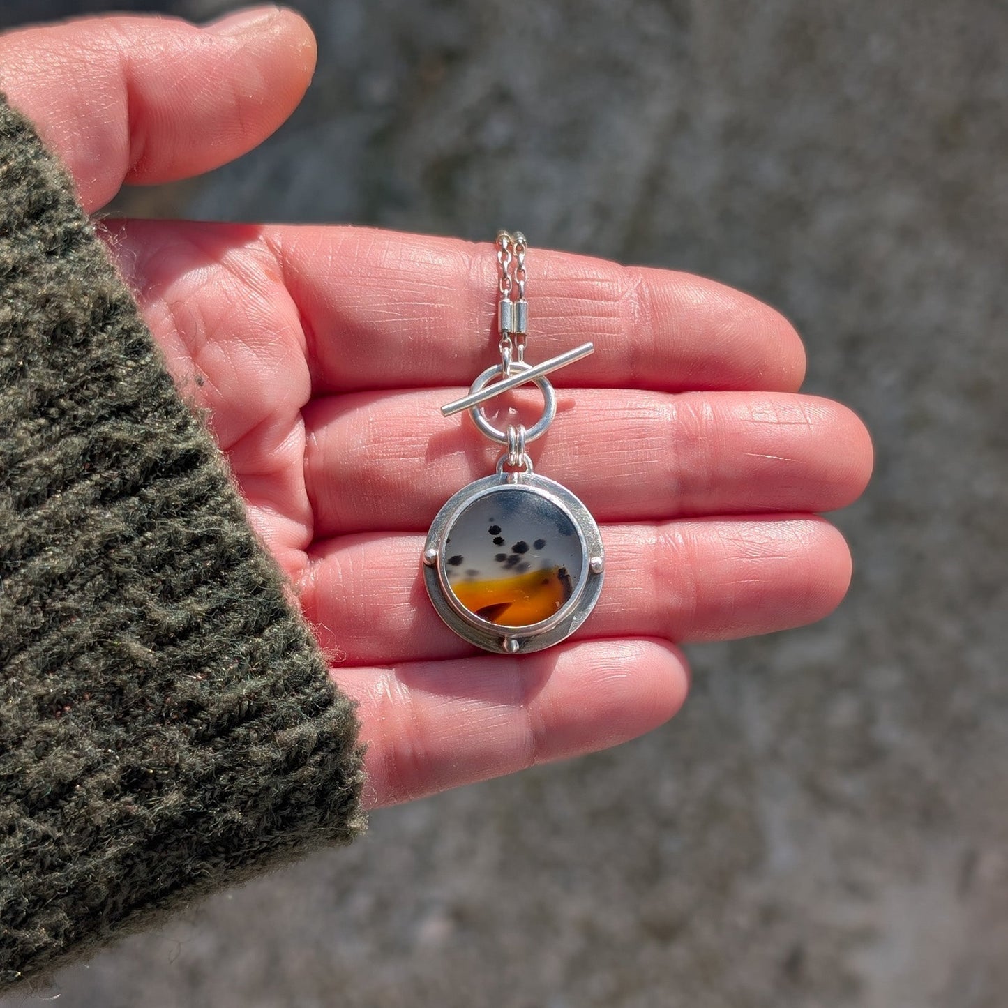 Colgante de plata con ágata de montana