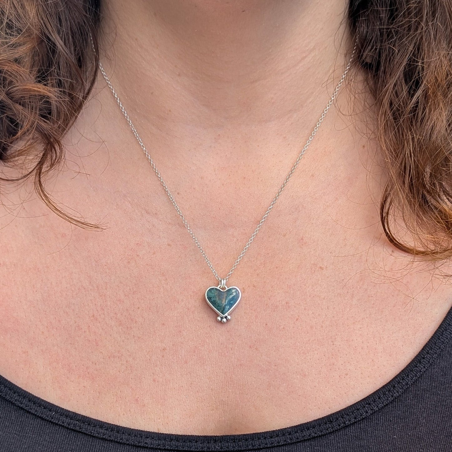 Colgante Agata Musgo Corazón