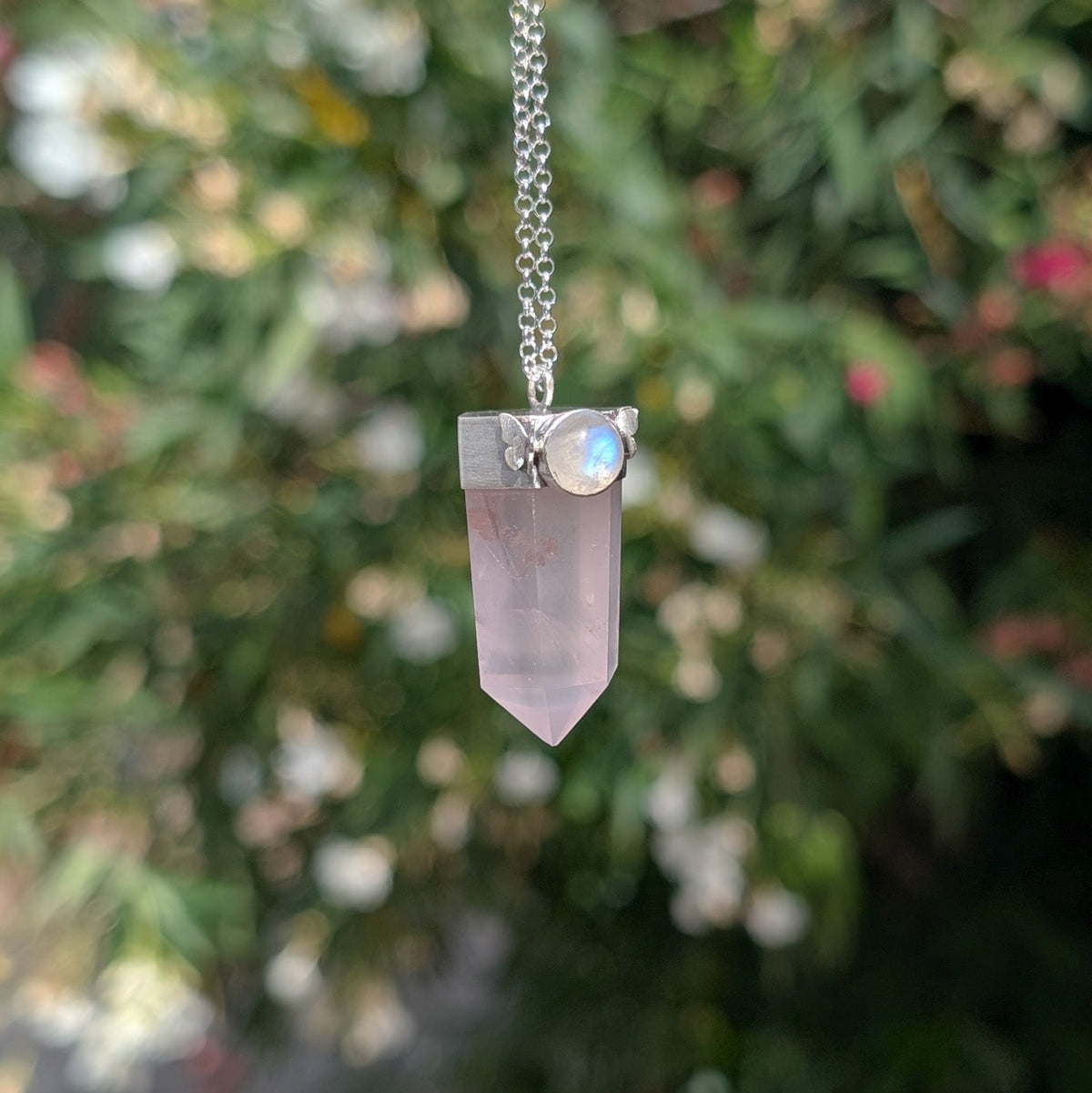 TALISMÁN Sterling Silver pendant with Rose Quartz and Moonstone