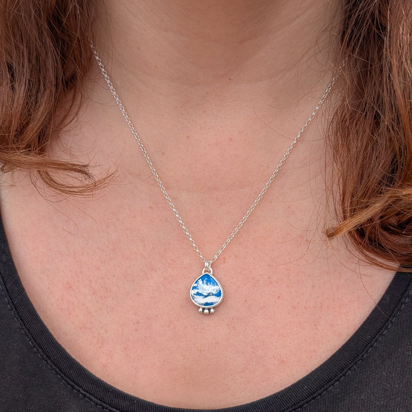 Colgante de plata Cielo con ágata pluma