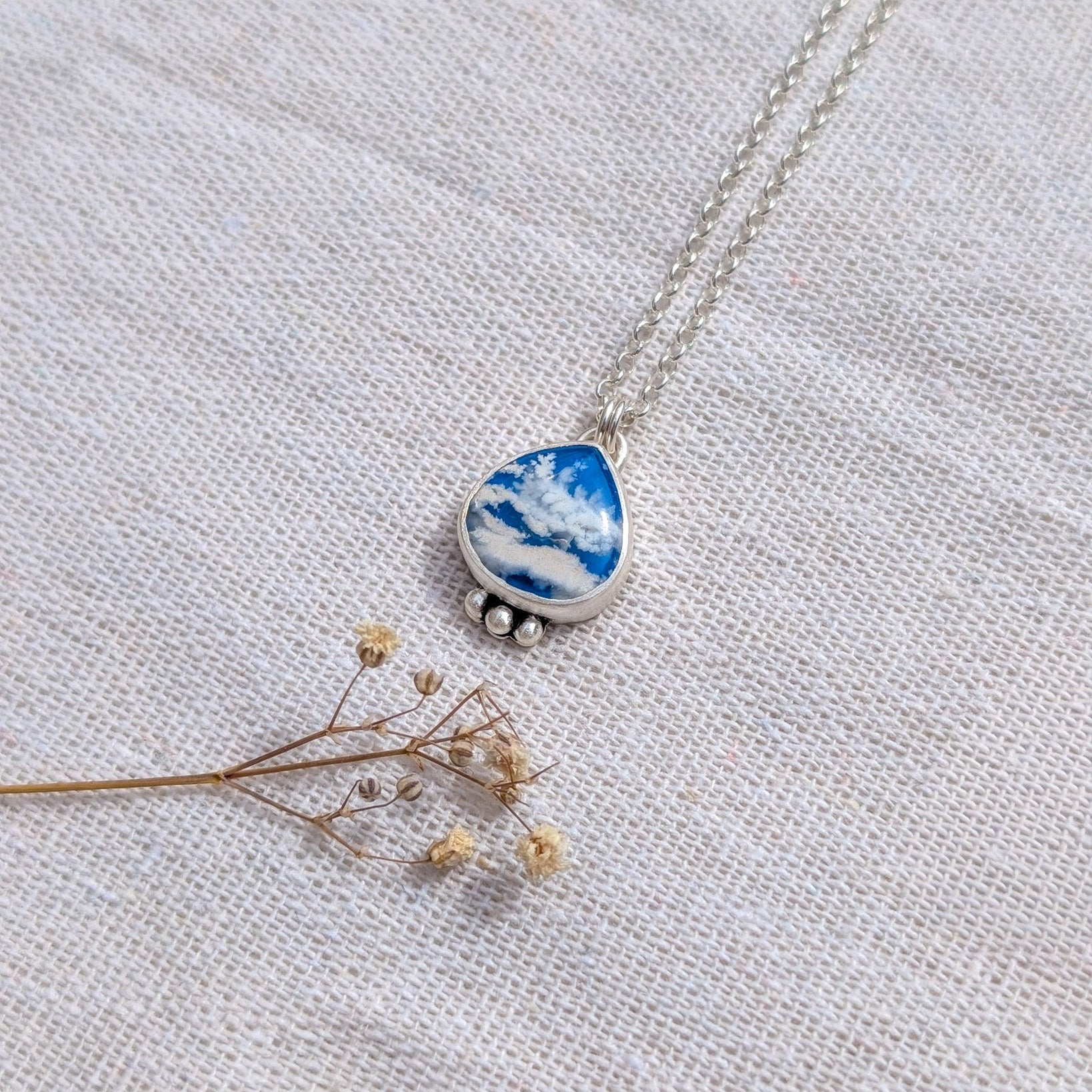 Colgante de plata Cielo con ágata pluma