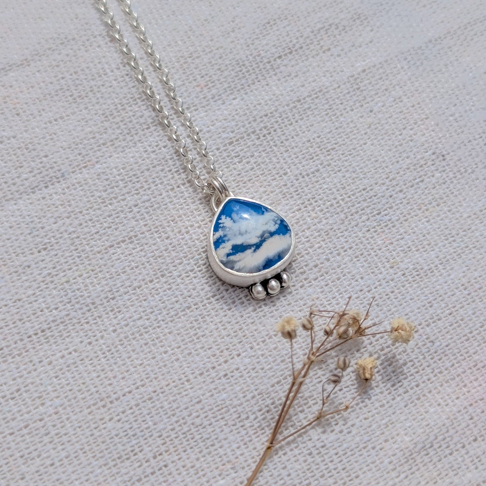 Colgante de plata Cielo con ágata pluma