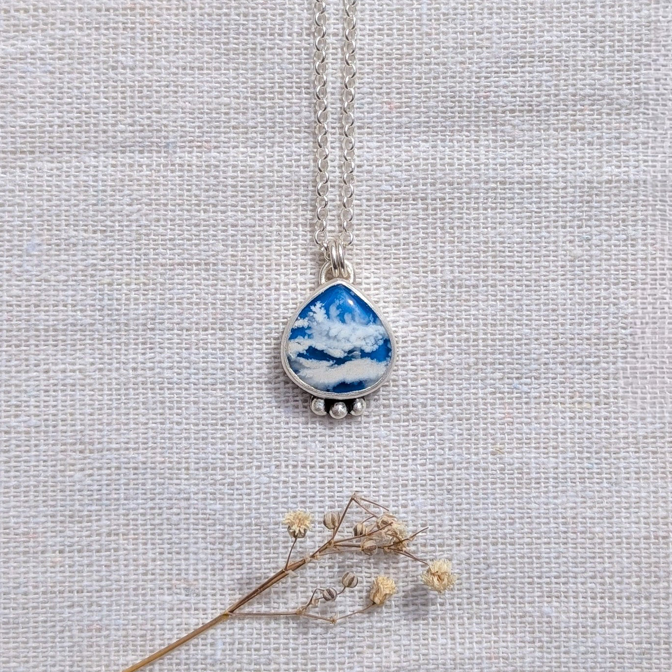 Colgante de plata Cielo con ágata pluma