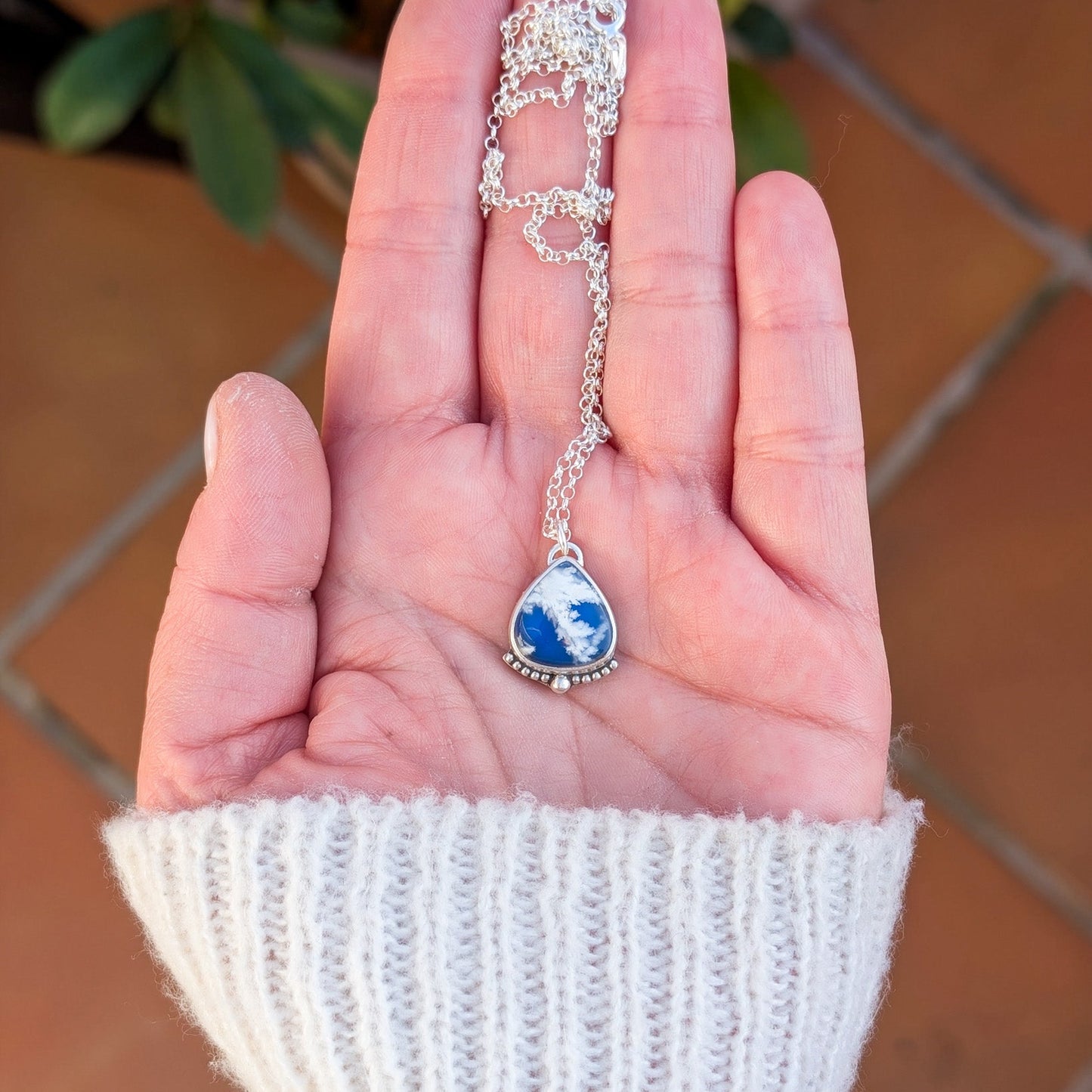 Colgante de plata con doblete de ágata pluma