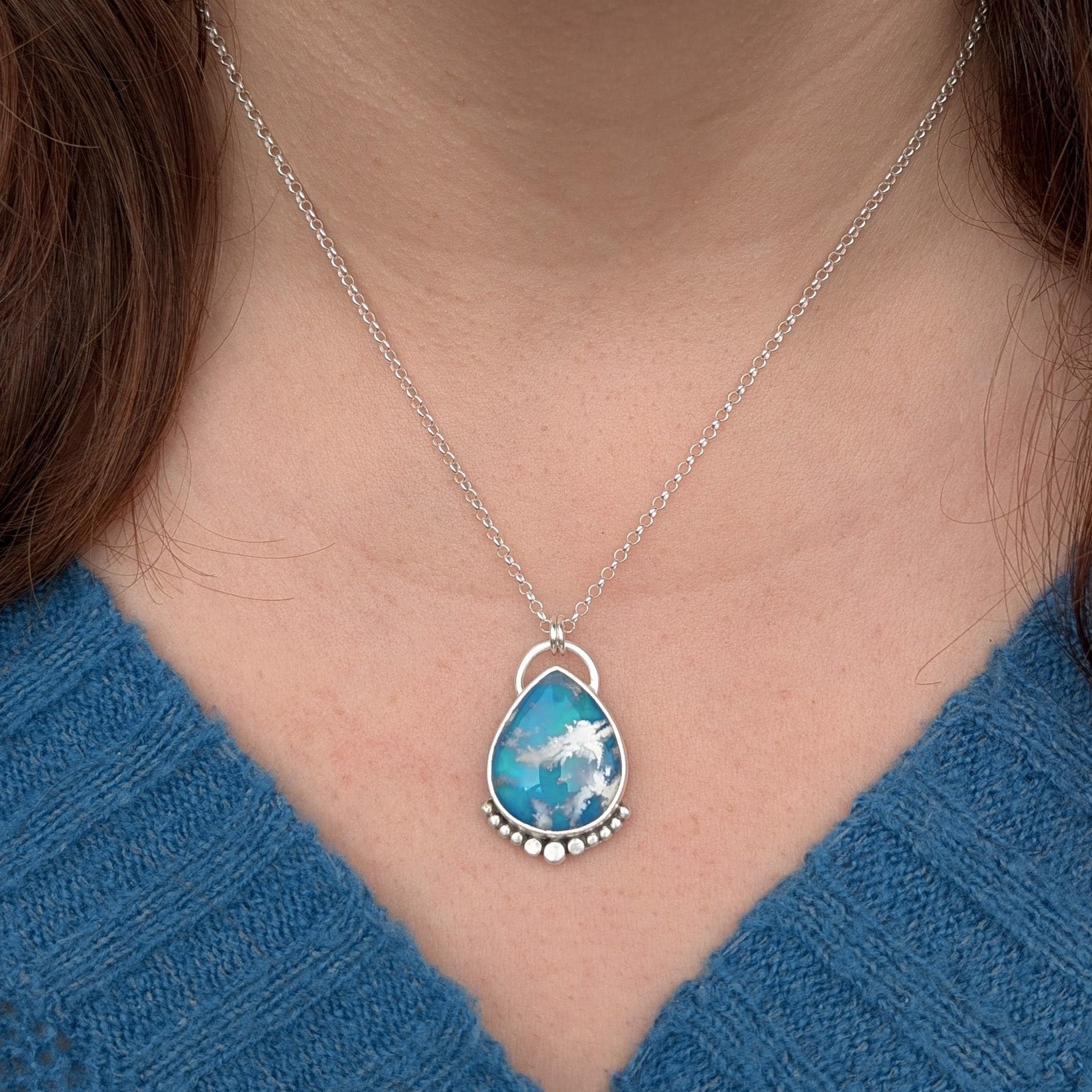 Colgante de plata con ágata pluma