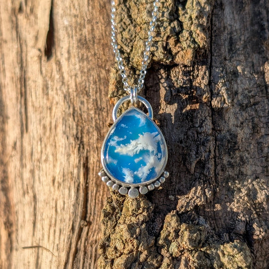 Colgante de plata con ágata pluma