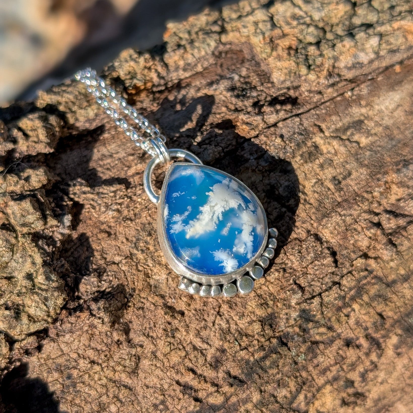 Colgante de plata con ágata pluma