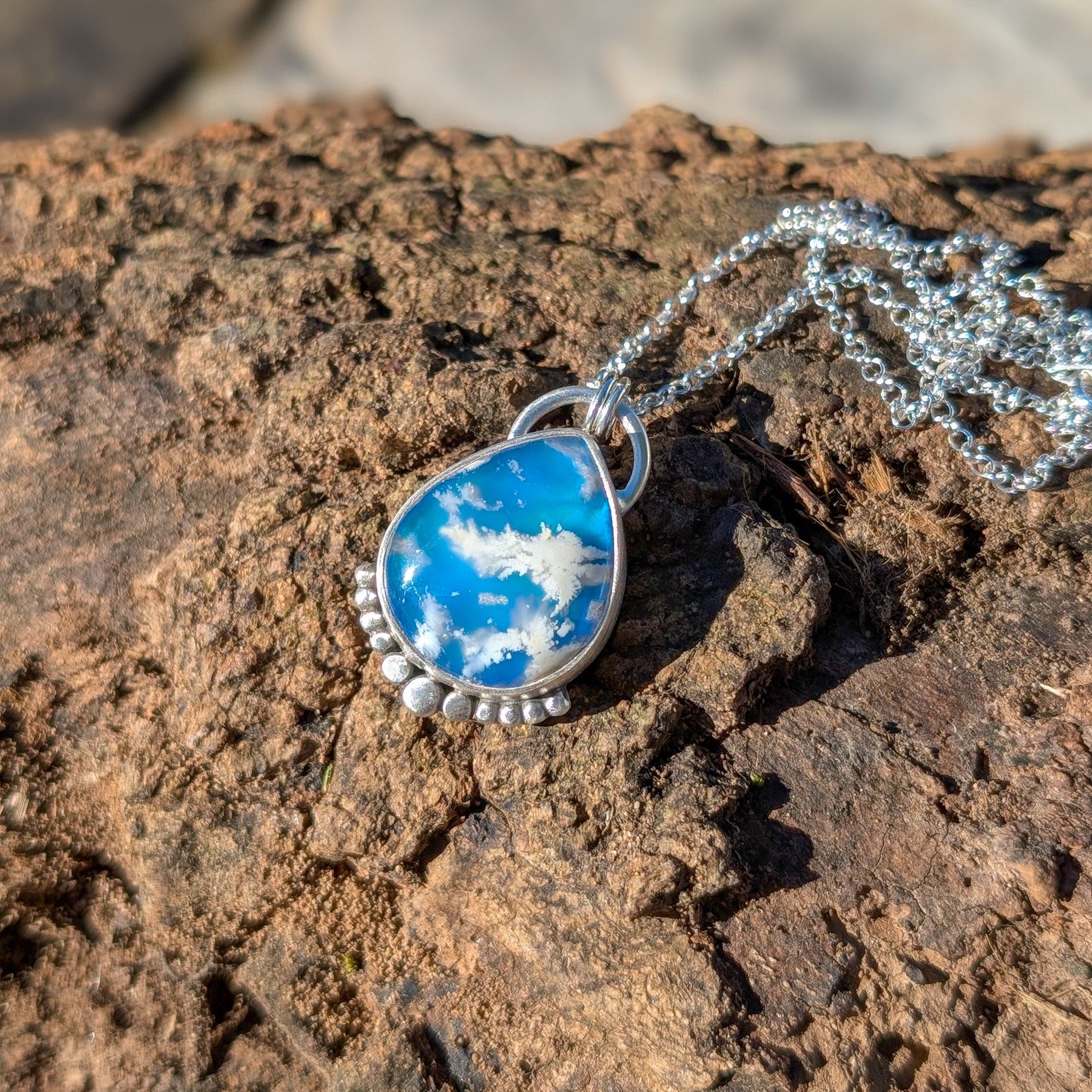 Colgante de plata con ágata pluma