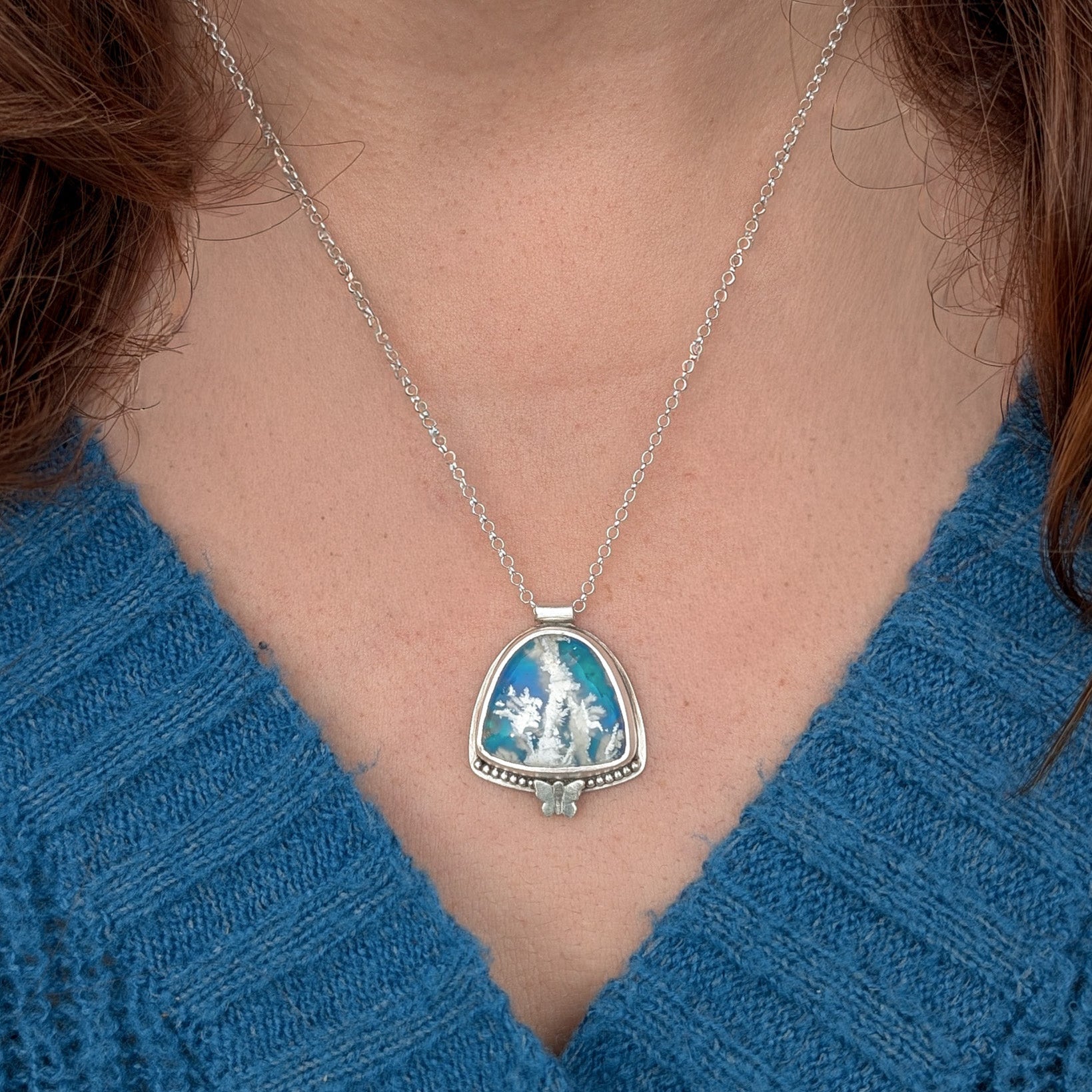 Colgante de plata con ágata pluma