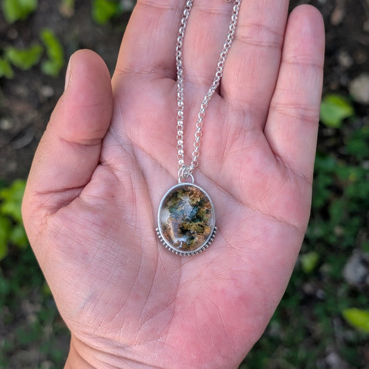 Colgante de plata con Lodolita (Cuarzo Jardín)