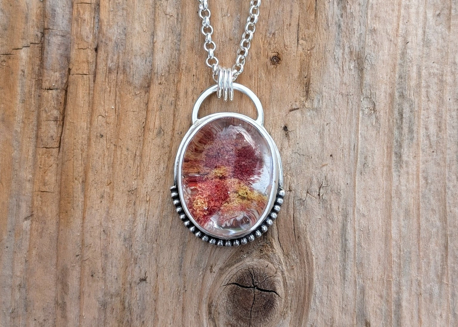 Colgante de plata con Lodolita (Cuarzo jardín)