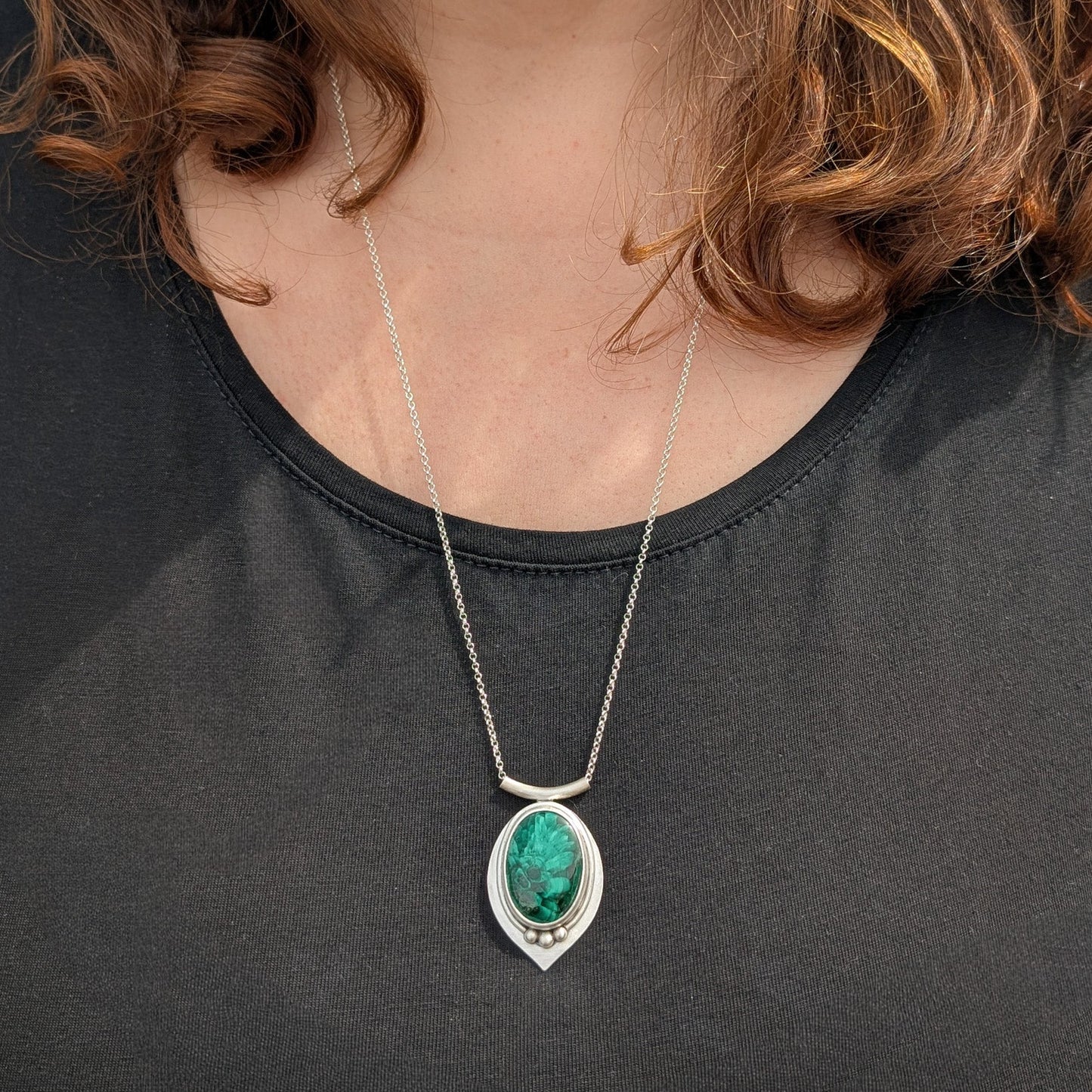 Colgante de plata y malaquita