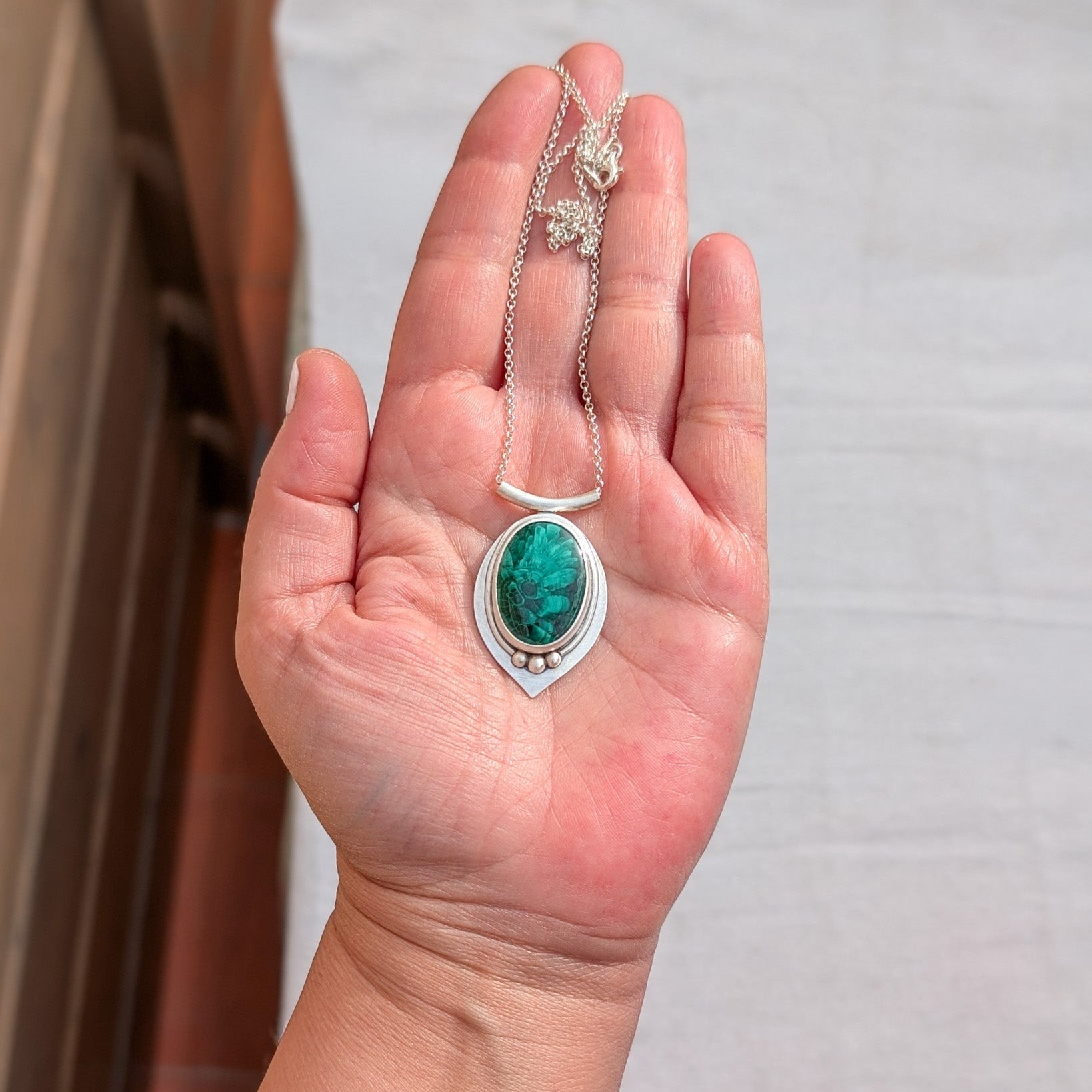 Colgante de plata y malaquita