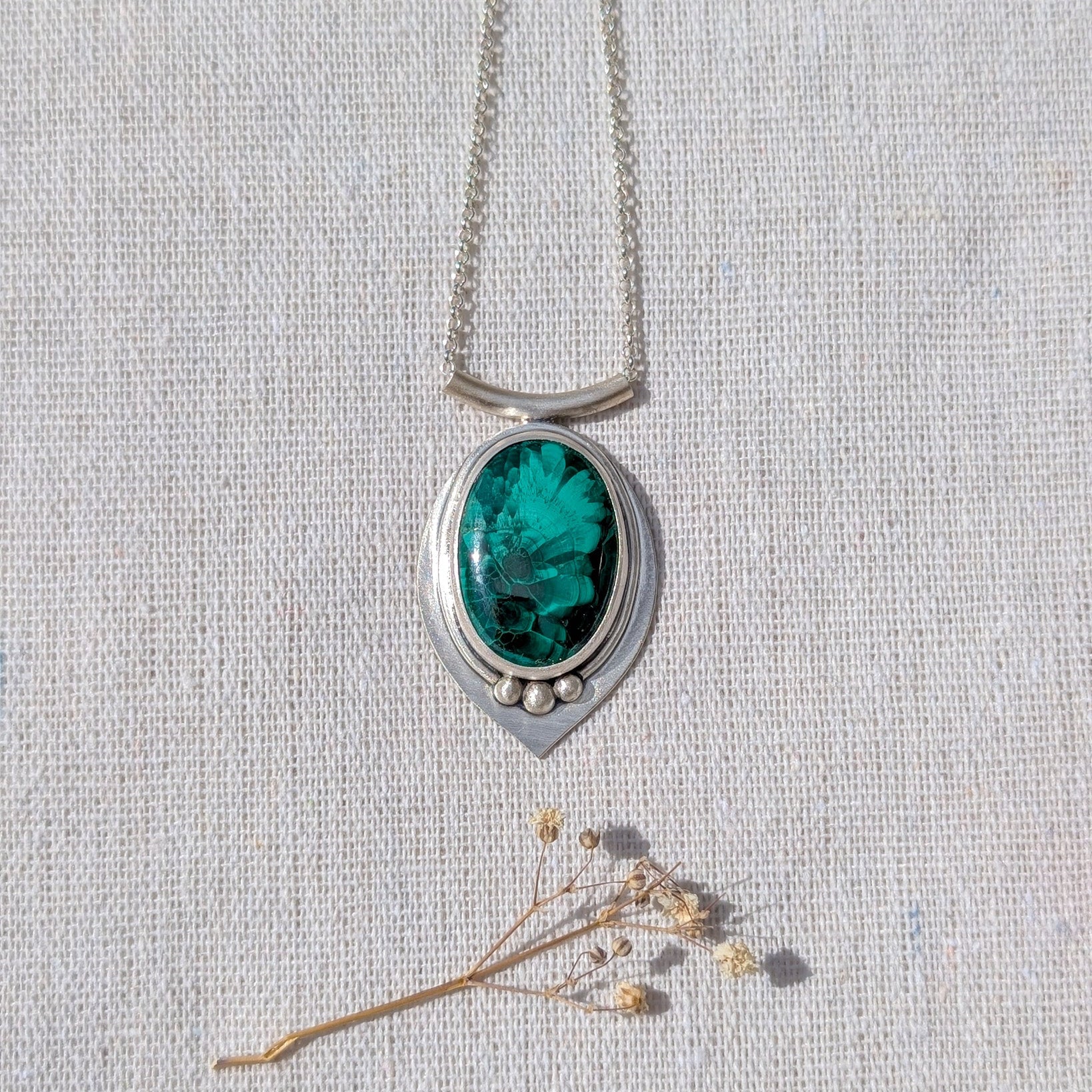 Colgante de plata con Malaquita