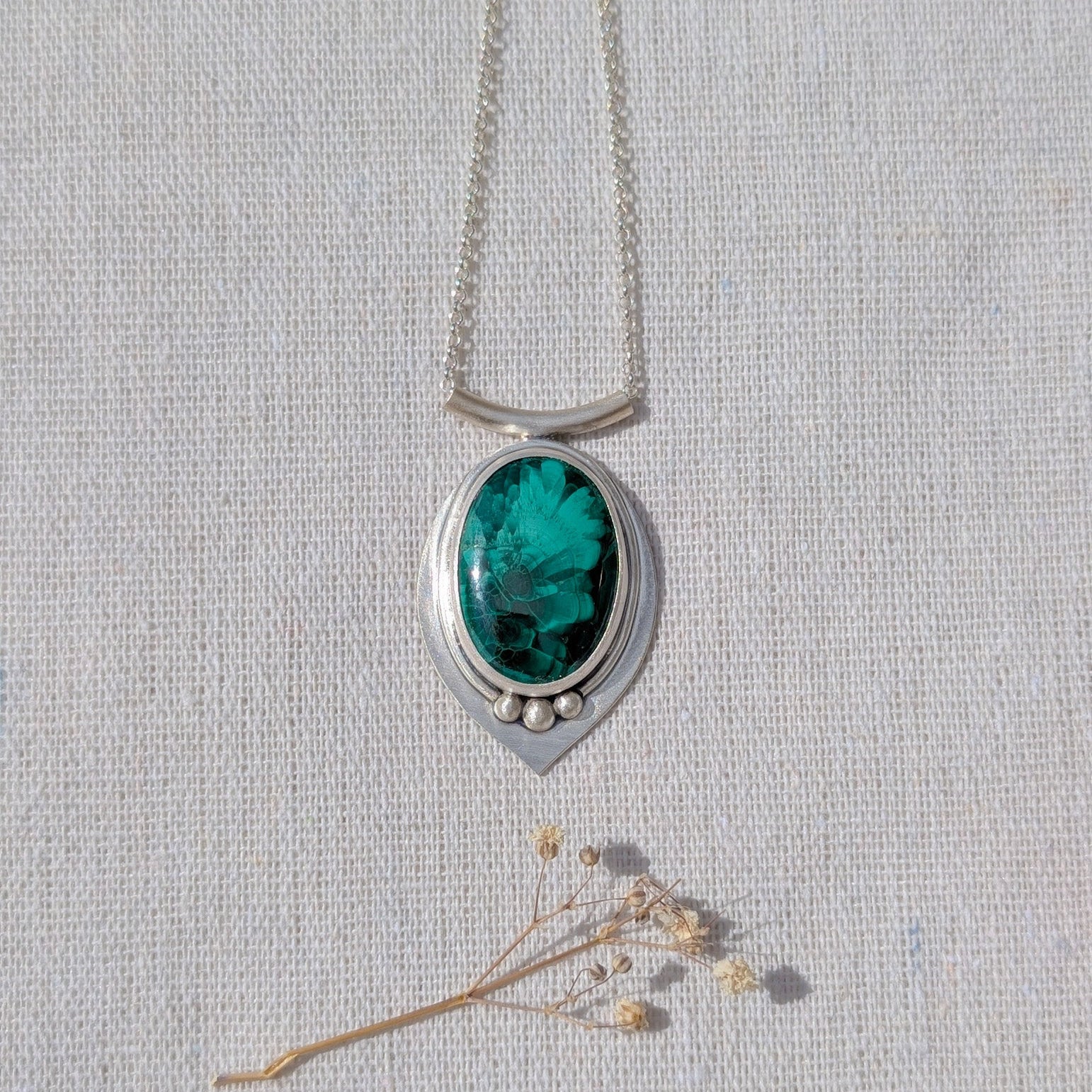 Colgante de plata con Malaquita