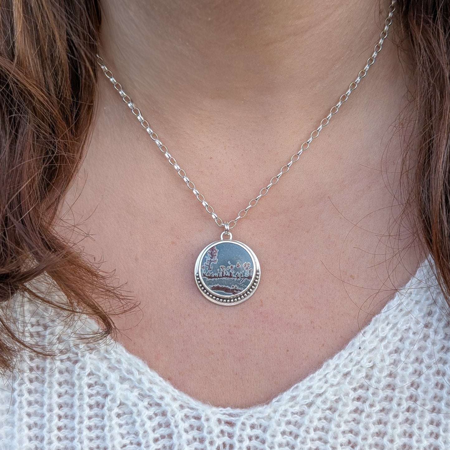 Colgante de plata con riolita dendritica