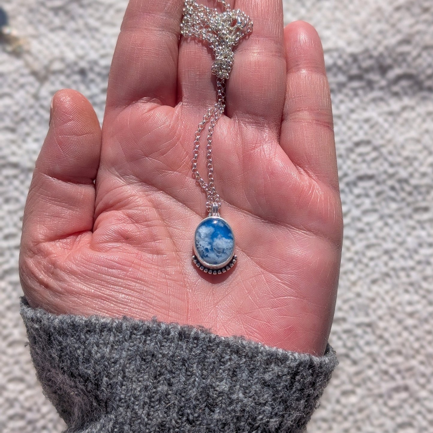 Colgante de plata CIELO con Ágata pluma