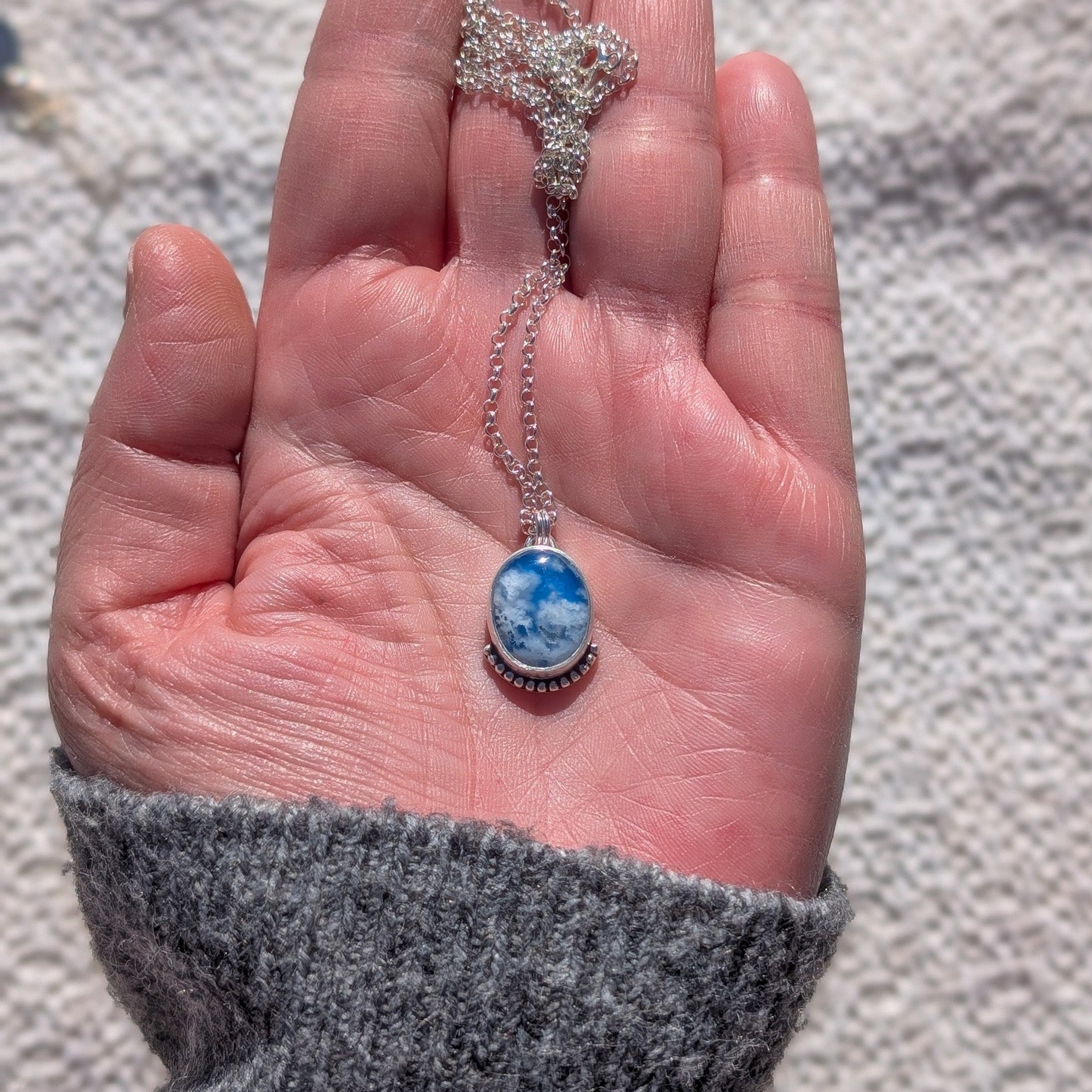 Colgante de plata CIELO con Ágata pluma